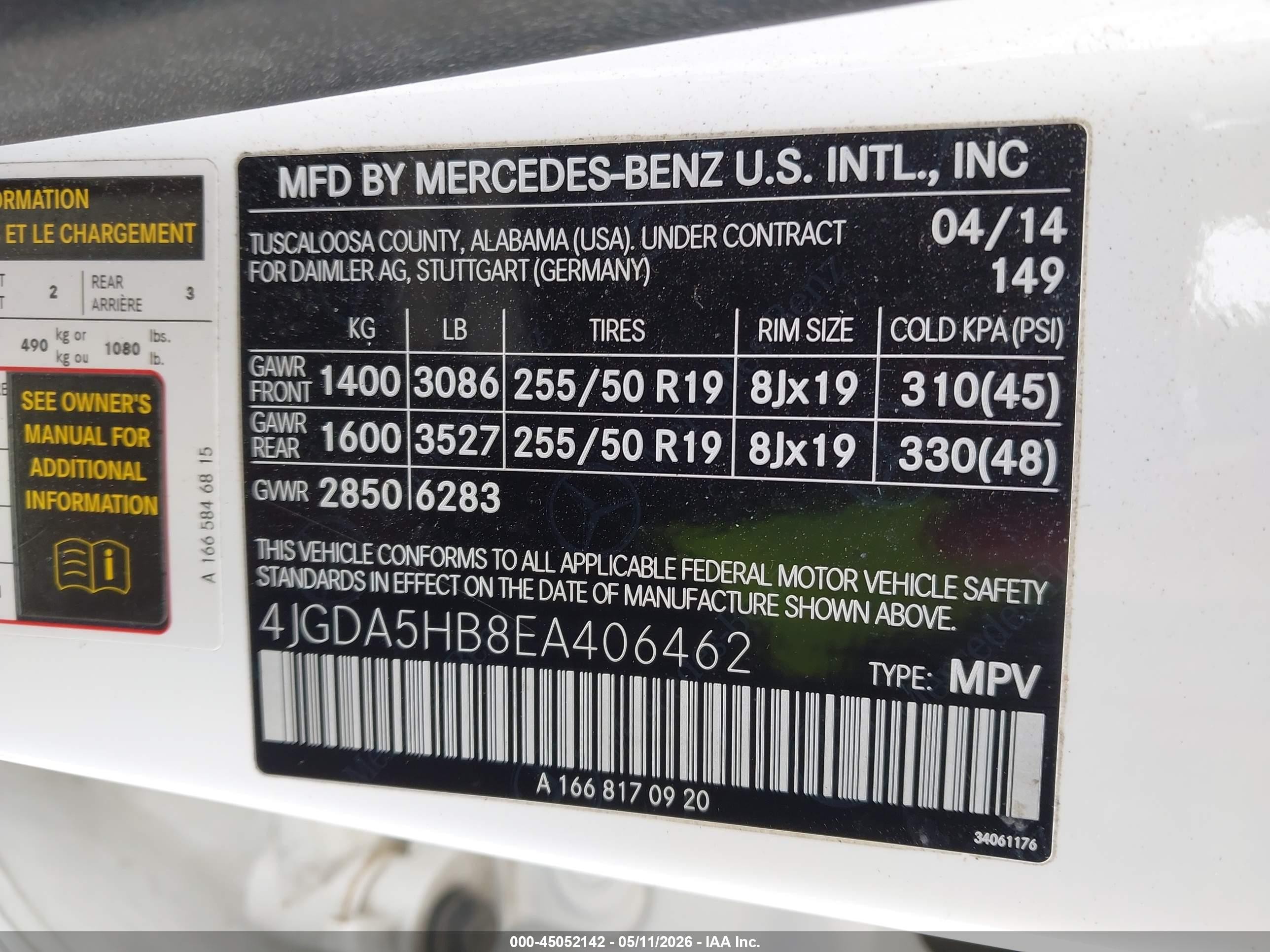 2014 Mercedes-benz Ml 350 4matic White vin: 4JGDA5HB8EA406462