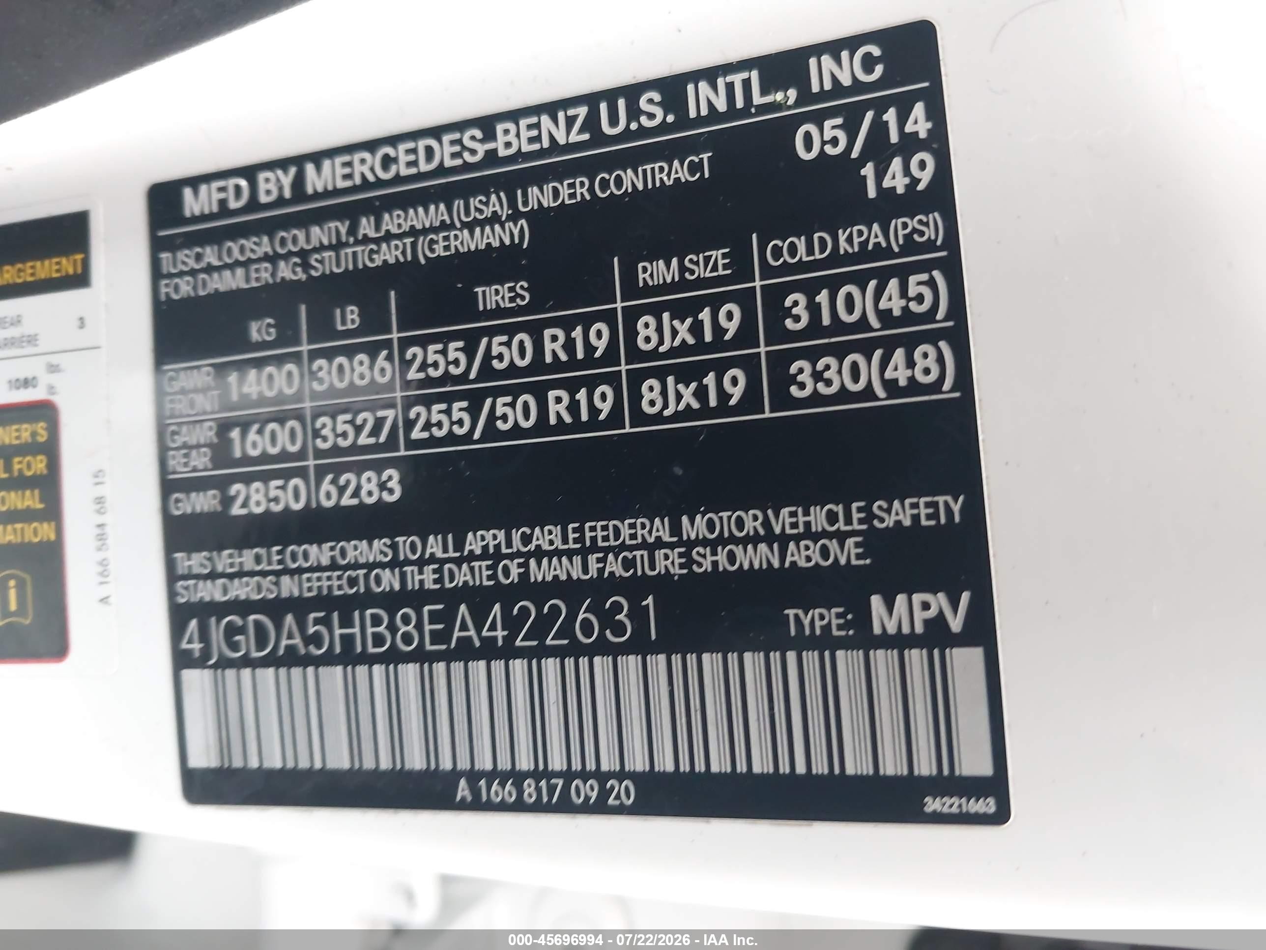 2014 Mercedes-benz Ml 350 4matic White vin: 4JGDA5HB8EA422631