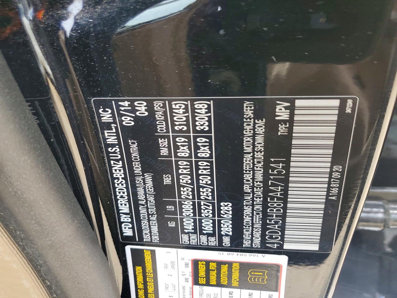 2015 Mercedes-benz Ml 350 4matic Black vin: 4JGDA5HB8FA471541