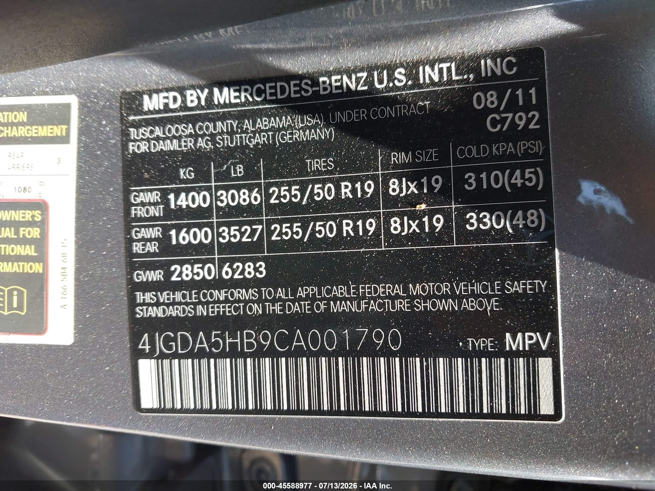 2012 Mercedes-benz Ml 350 4matic Gray vin: 4JGDA5HB9CA001790