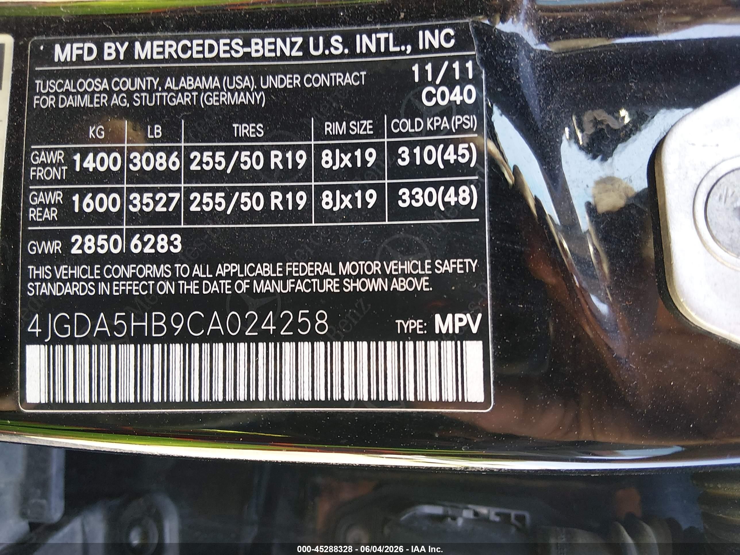 2012 Mercedes-benz Ml 350 4matic Black vin: 4JGDA5HB9CA024258