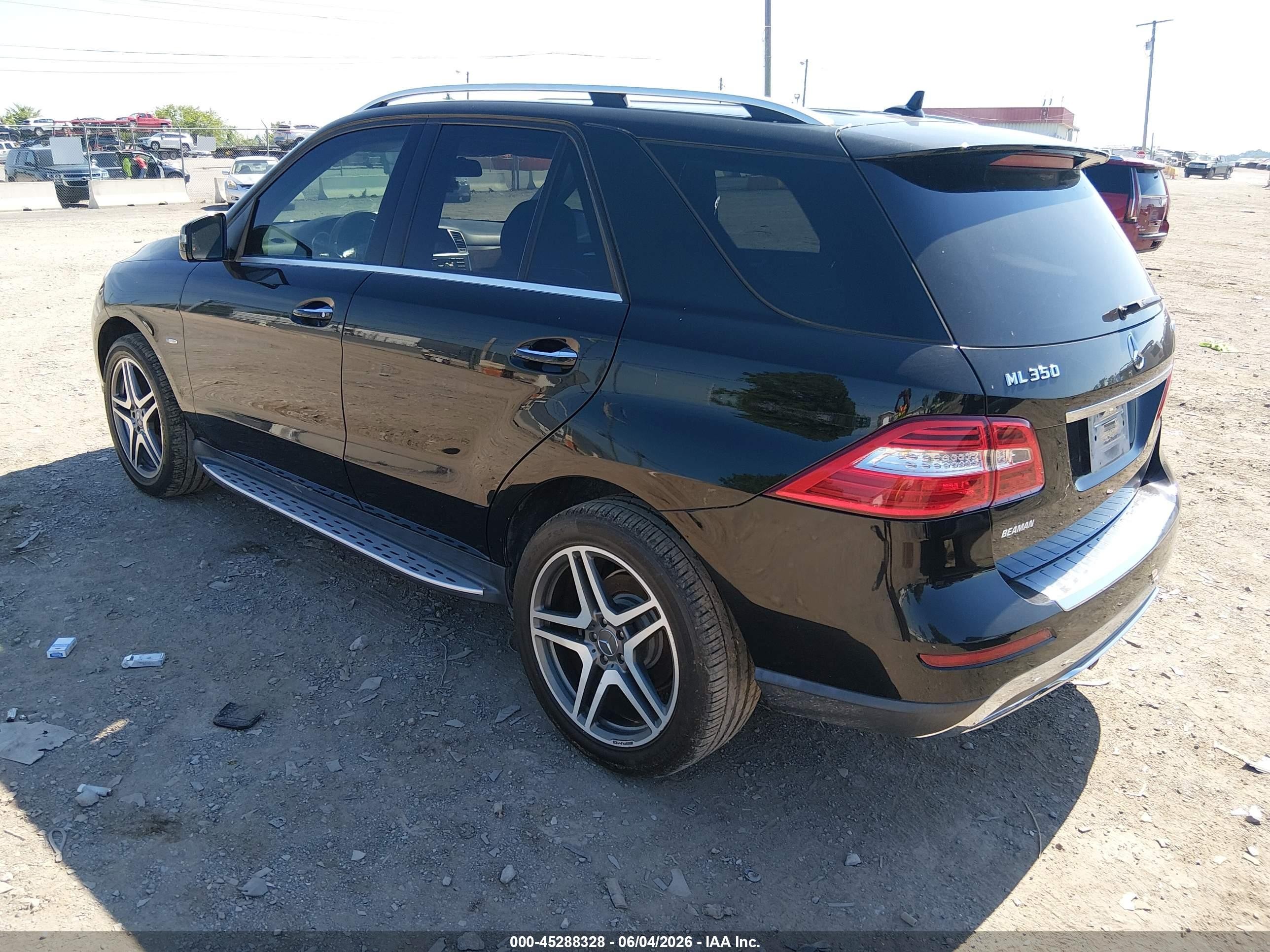 2012 Mercedes-benz Ml 350 4matic Black vin: 4JGDA5HB9CA024258