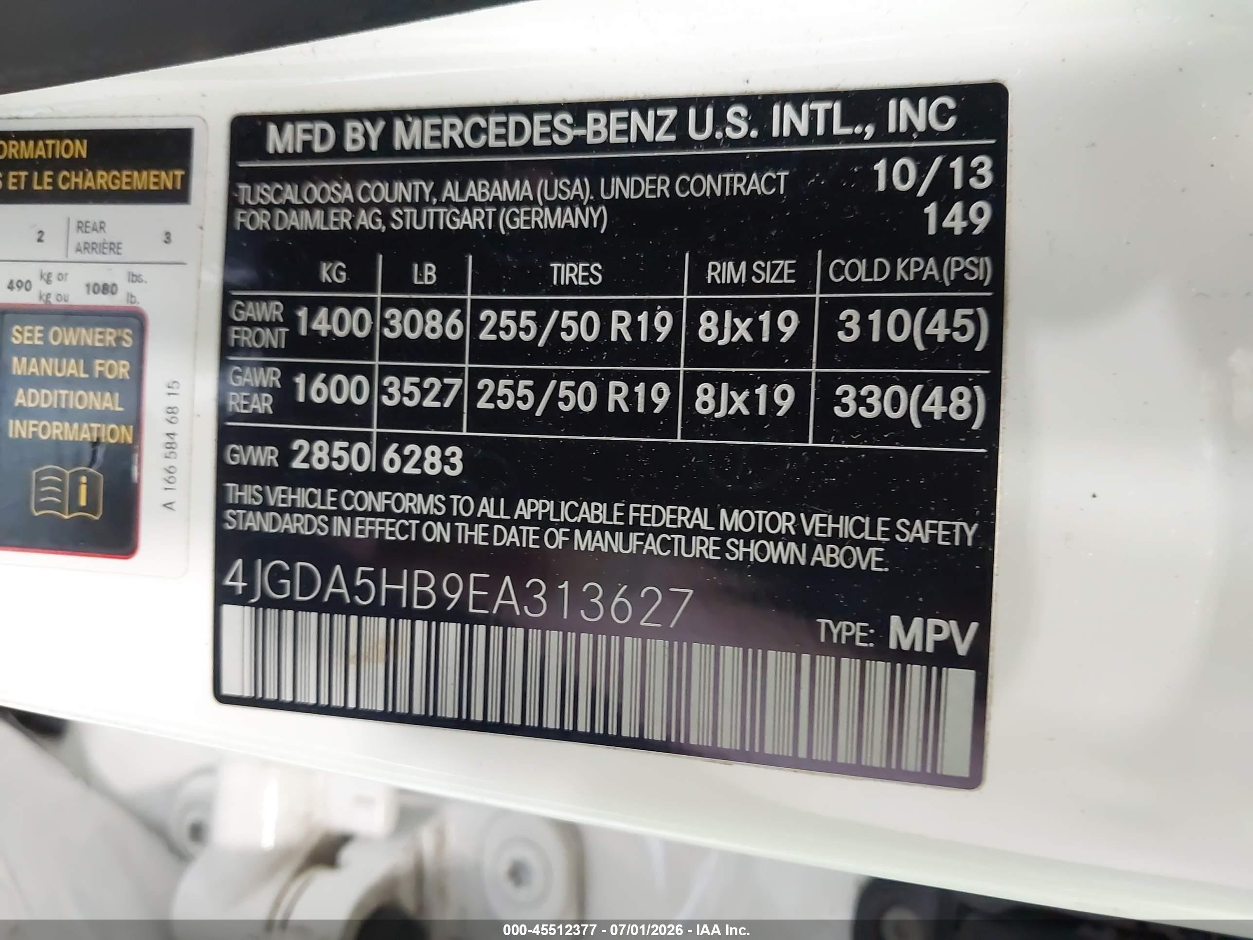 2014 Mercedes-benz Ml 350 4matic White vin: 4JGDA5HB9EA313627