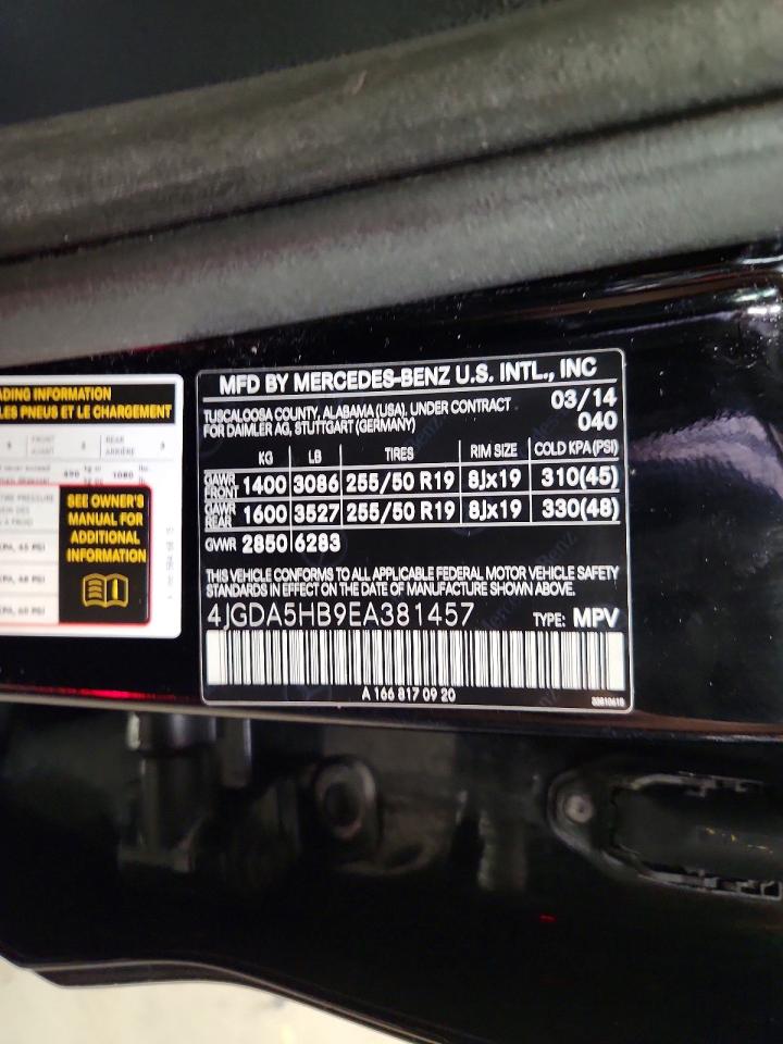 2014 Mercedes-benz Ml 350 4matic Black vin: 4JGDA5HB9EA381457