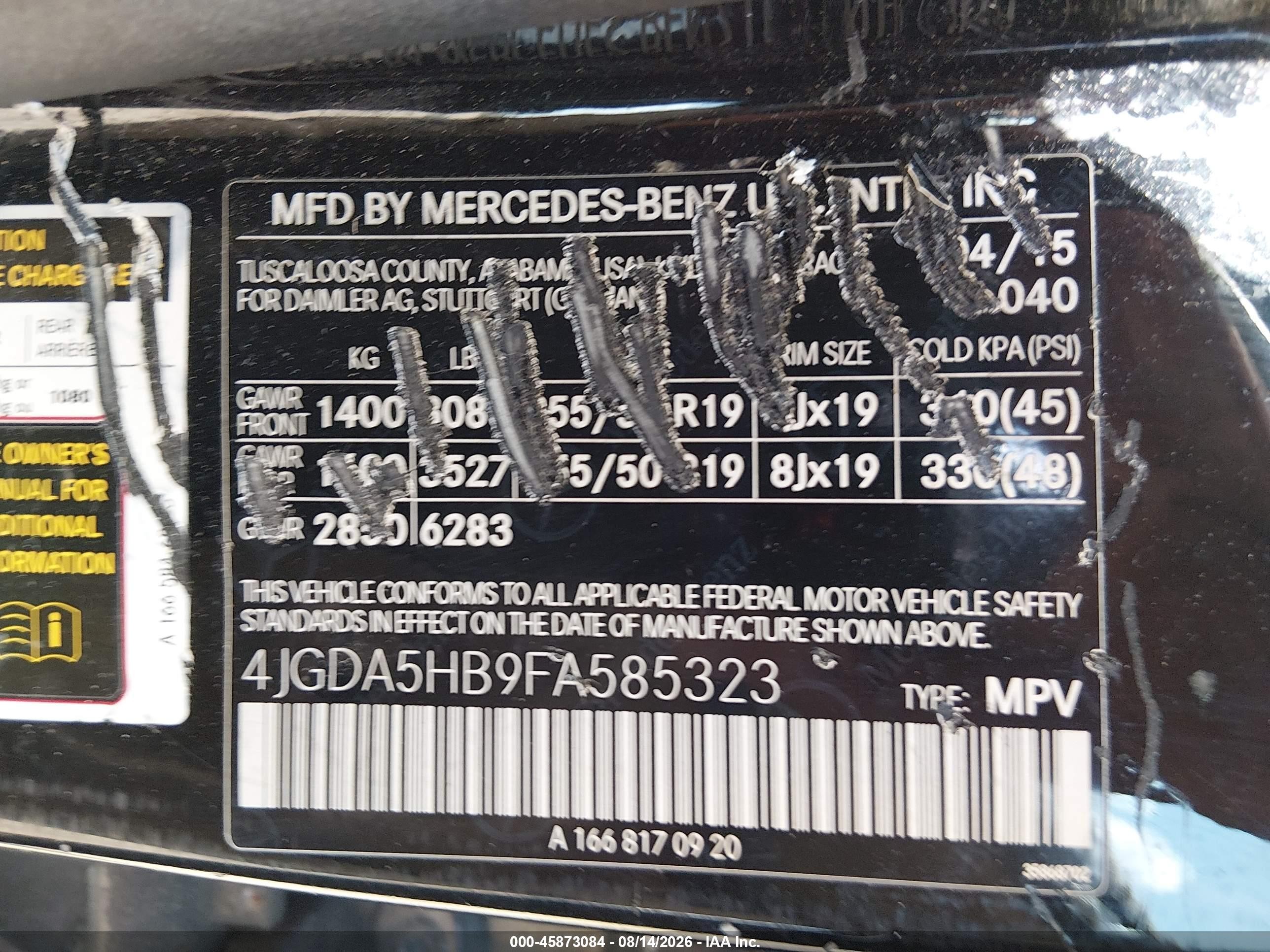 2015 Mercedes-benz Ml 350 4matic Черный vin: 4JGDA5HB9FA585323