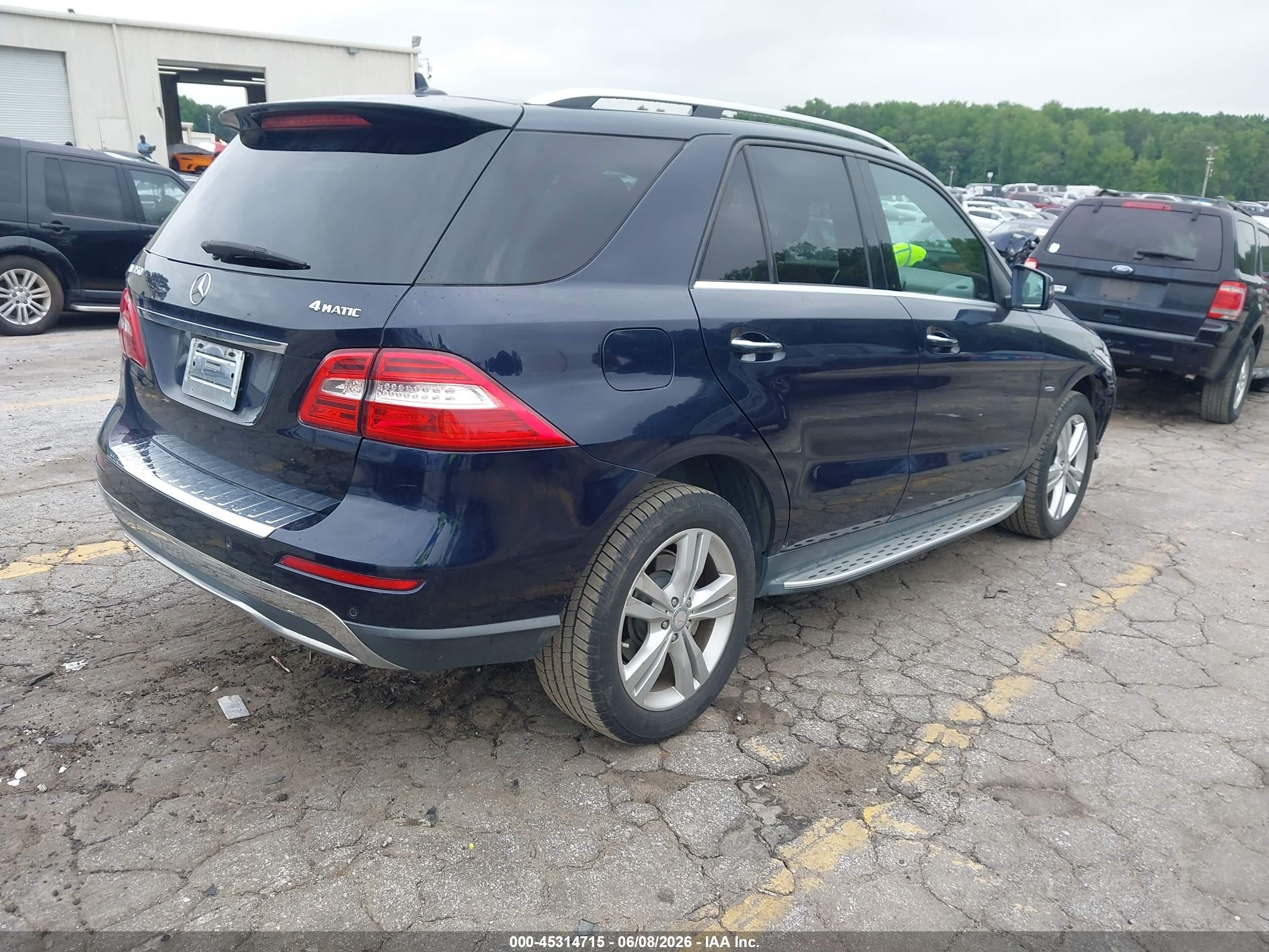 2012 Mercedes-benz Ml 350 4matic Dark Blue vin: 4JGDA5HBXCA024477