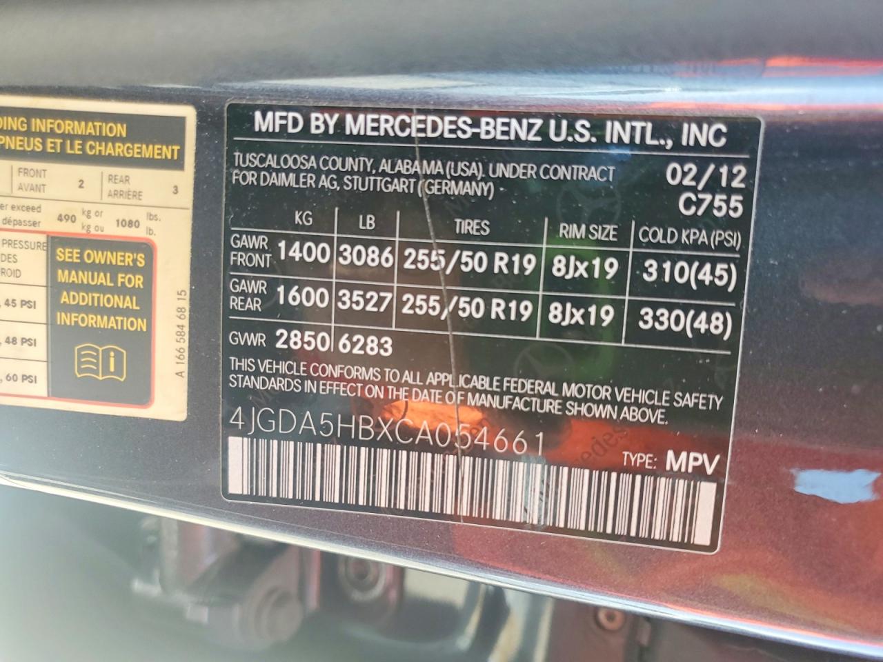2012 Mercedes-benz Ml 350 4matic Gray vin: 4JGDA5HBXCA054661