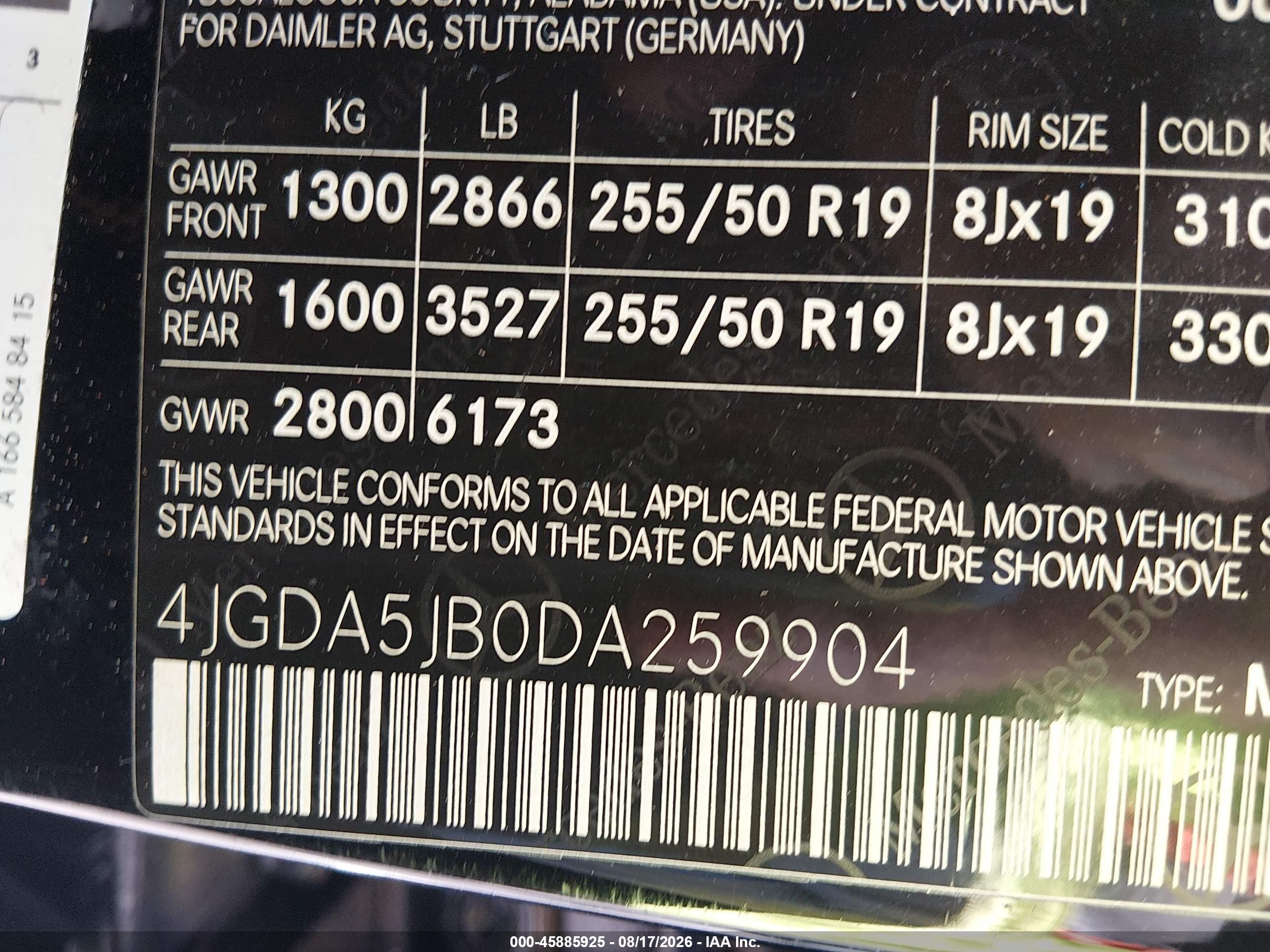 2013 Mercedes-benz Ml 350   Black vin: 4JGDA5JB0DA259904