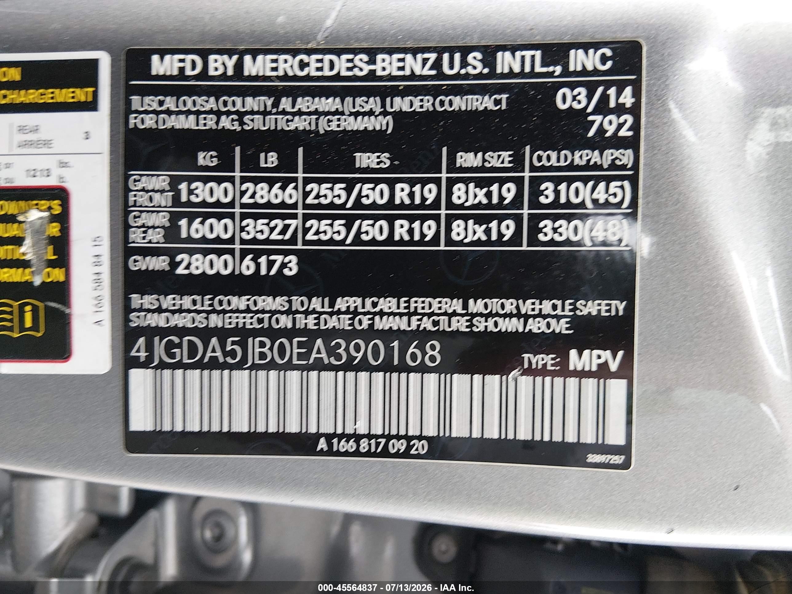 2014 Mercedes-benz Ml 350   Gray vin: 4JGDA5JB0EA390168