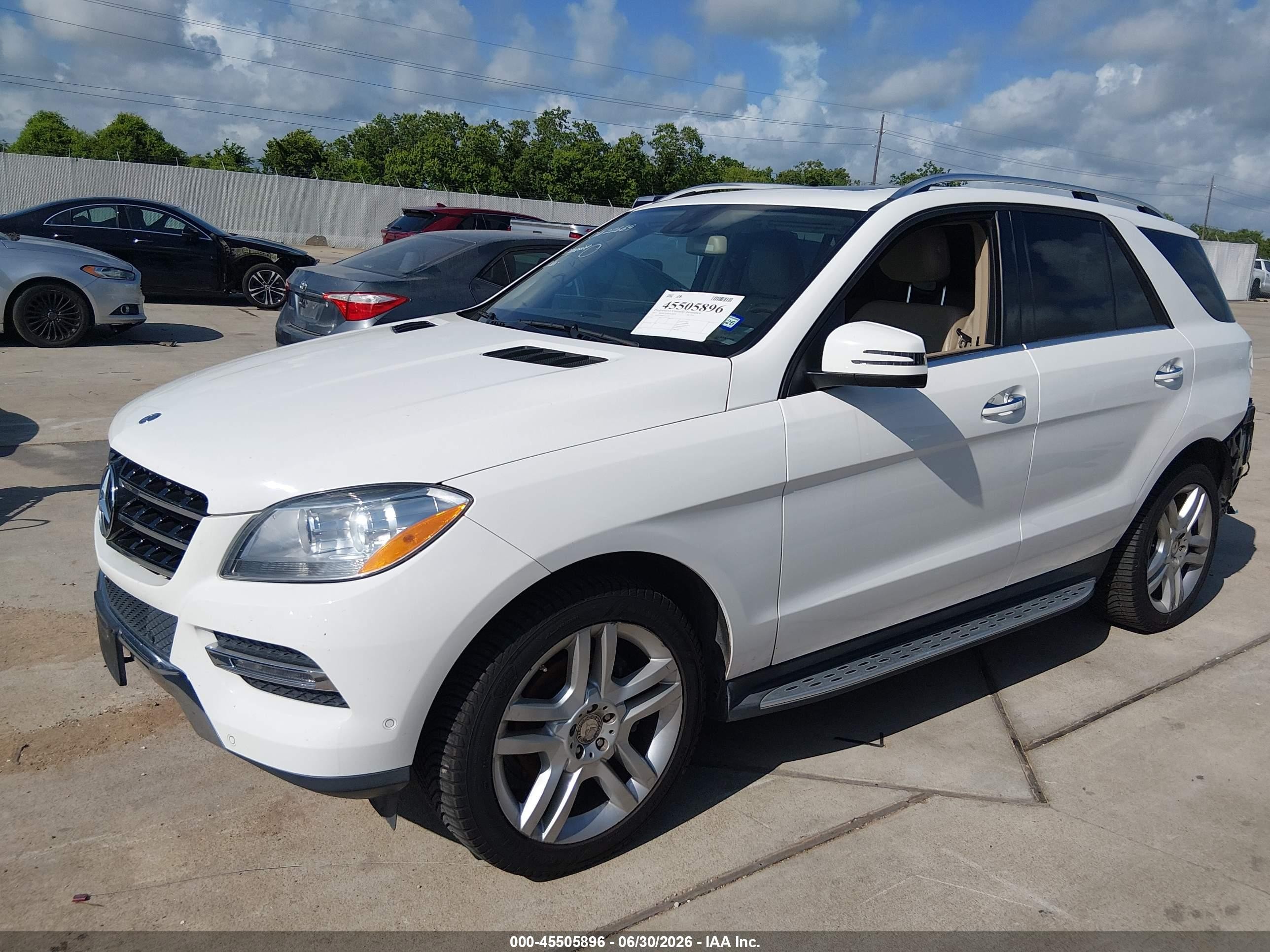 2015 Mercedes-benz Ml 350   White vin: 4JGDA5JB0FA443503