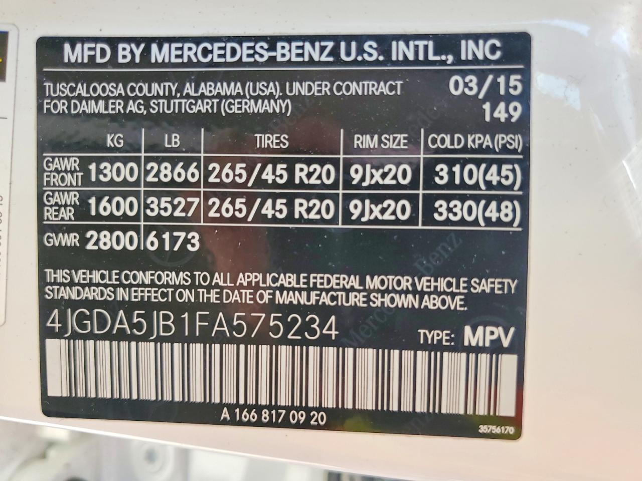 2015 Mercedes-benz Ml 350 Белый vin: 4JGDA5JB1FA575234