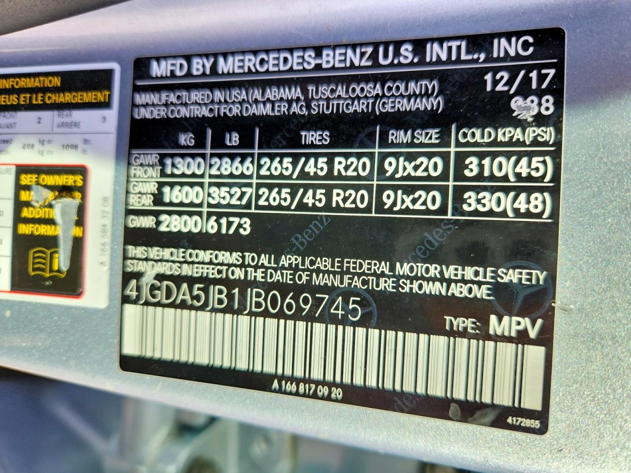 2018 Mercedes-benz Gle Blue vin: 4JGDA5JB1JB069745
