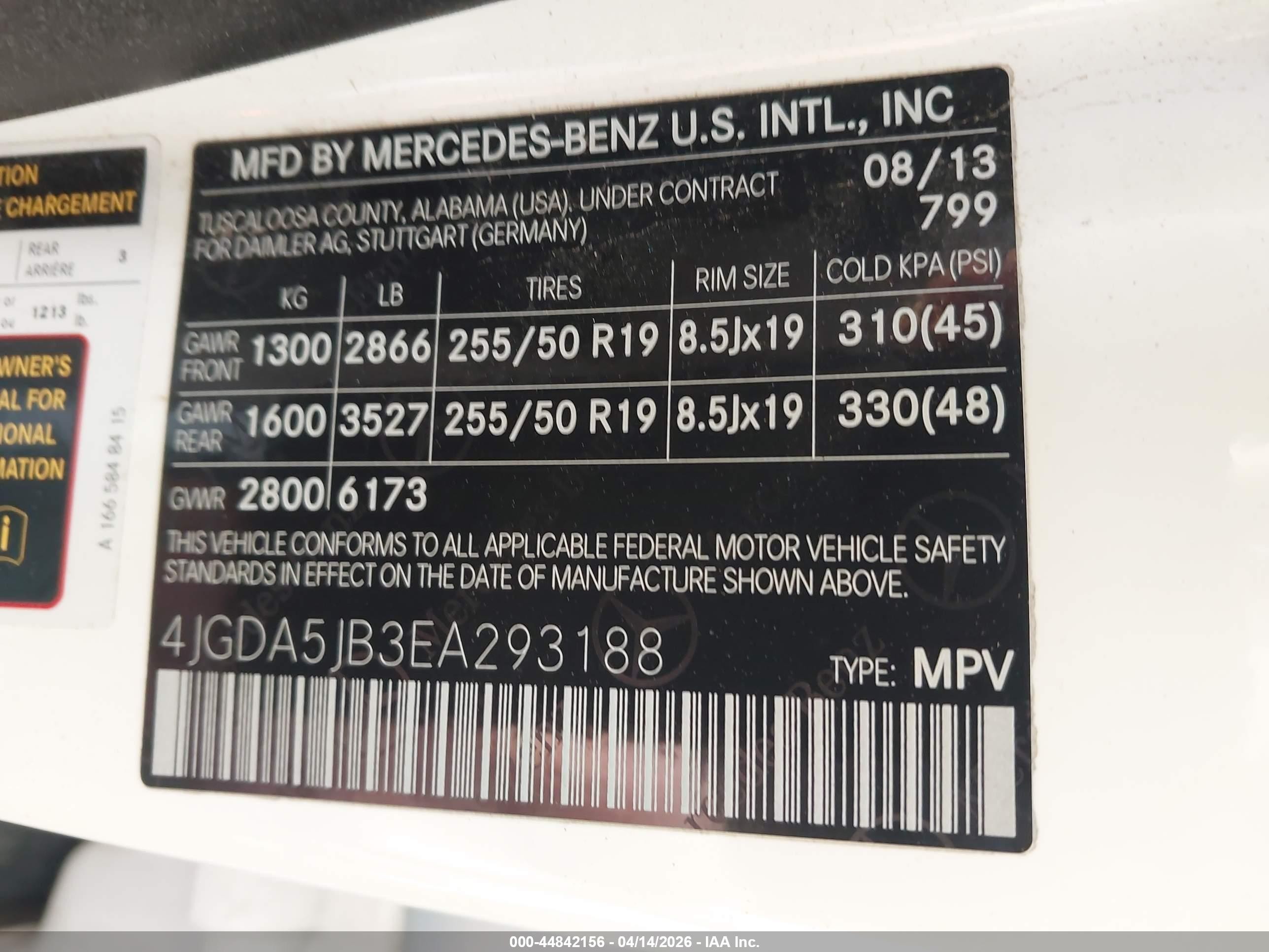 2014 Mercedes-benz Ml 350   White vin: 4JGDA5JB3EA293188