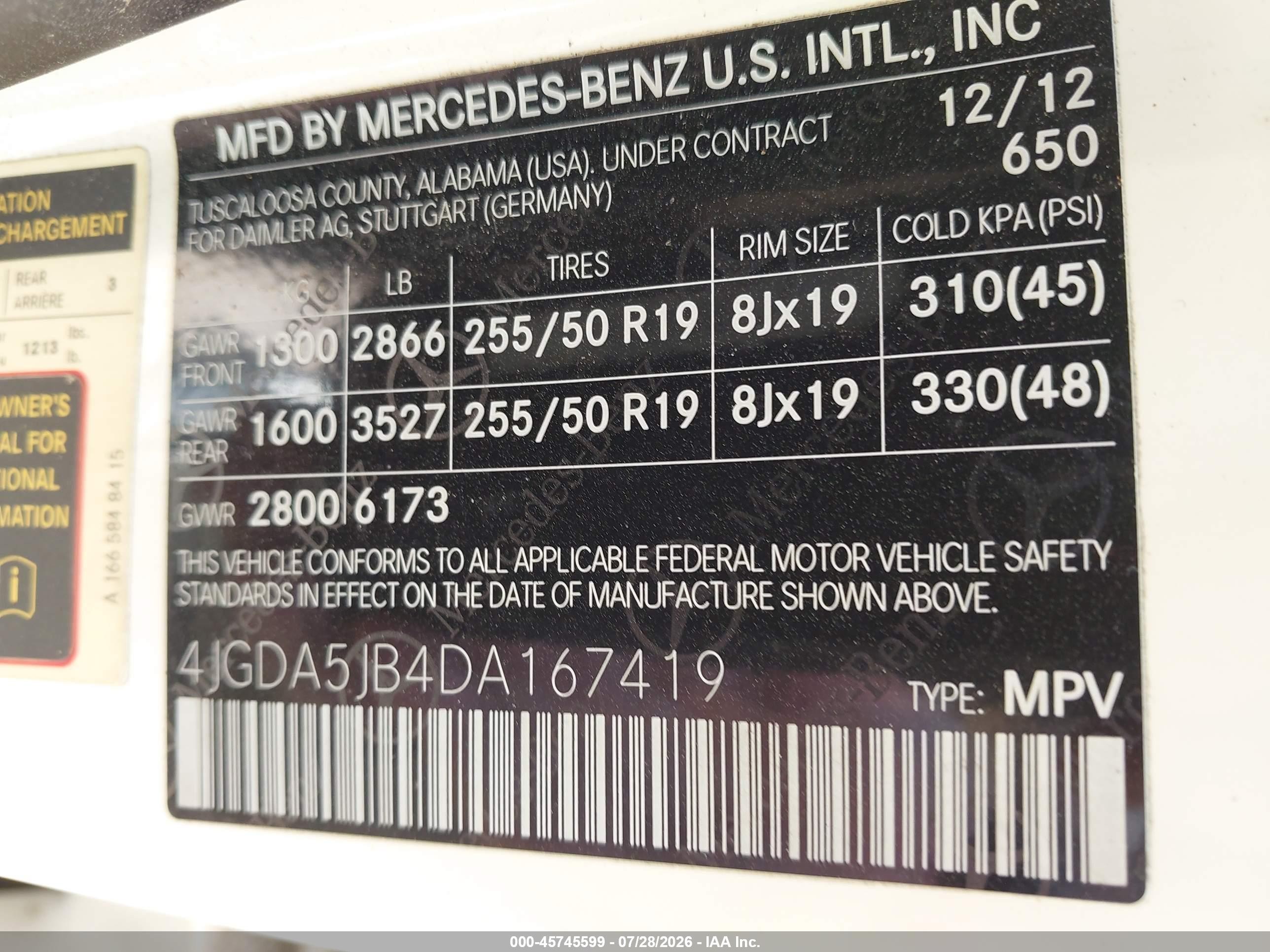 2013 Mercedes-benz Ml 350   White vin: 4JGDA5JB4DA167419