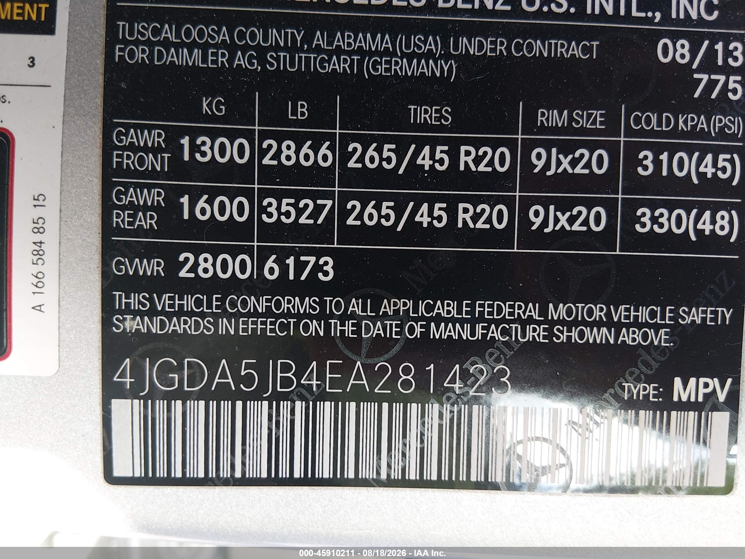 2014 Mercedes-benz Ml 350   Серебряный vin: 4JGDA5JB4EA281423