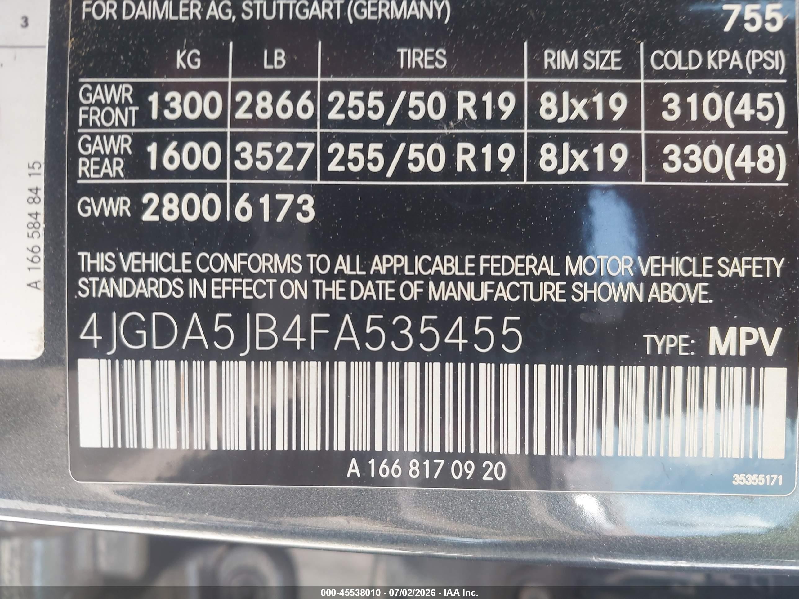 2015 Mercedes-benz Ml 350   Dark Blue vin: 4JGDA5JB4FA535455