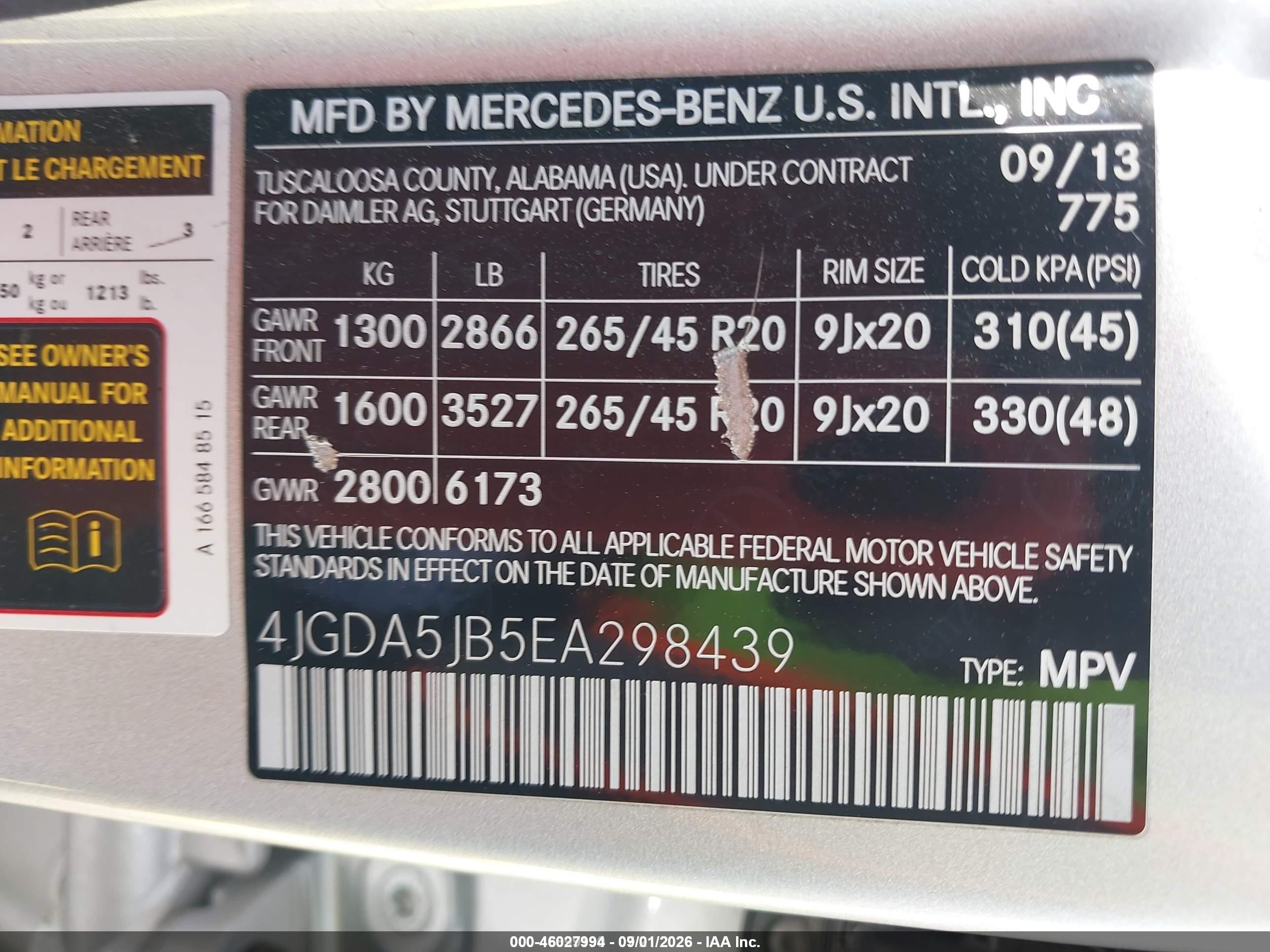 2014 Mercedes-benz Ml 350   Silver vin: 4JGDA5JB5EA298439