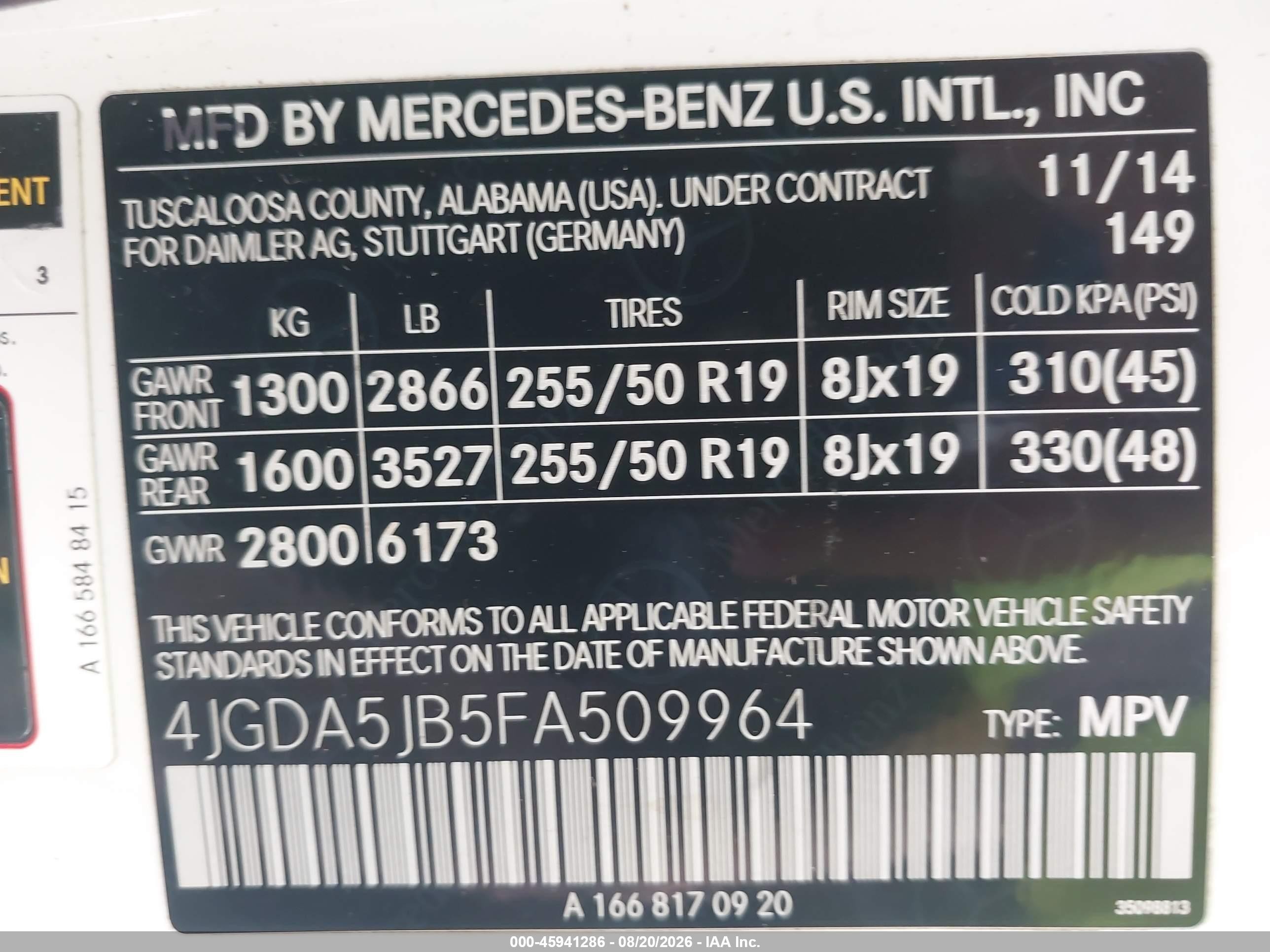 2015 Mercedes-benz Ml 350   White vin: 4JGDA5JB5FA509964