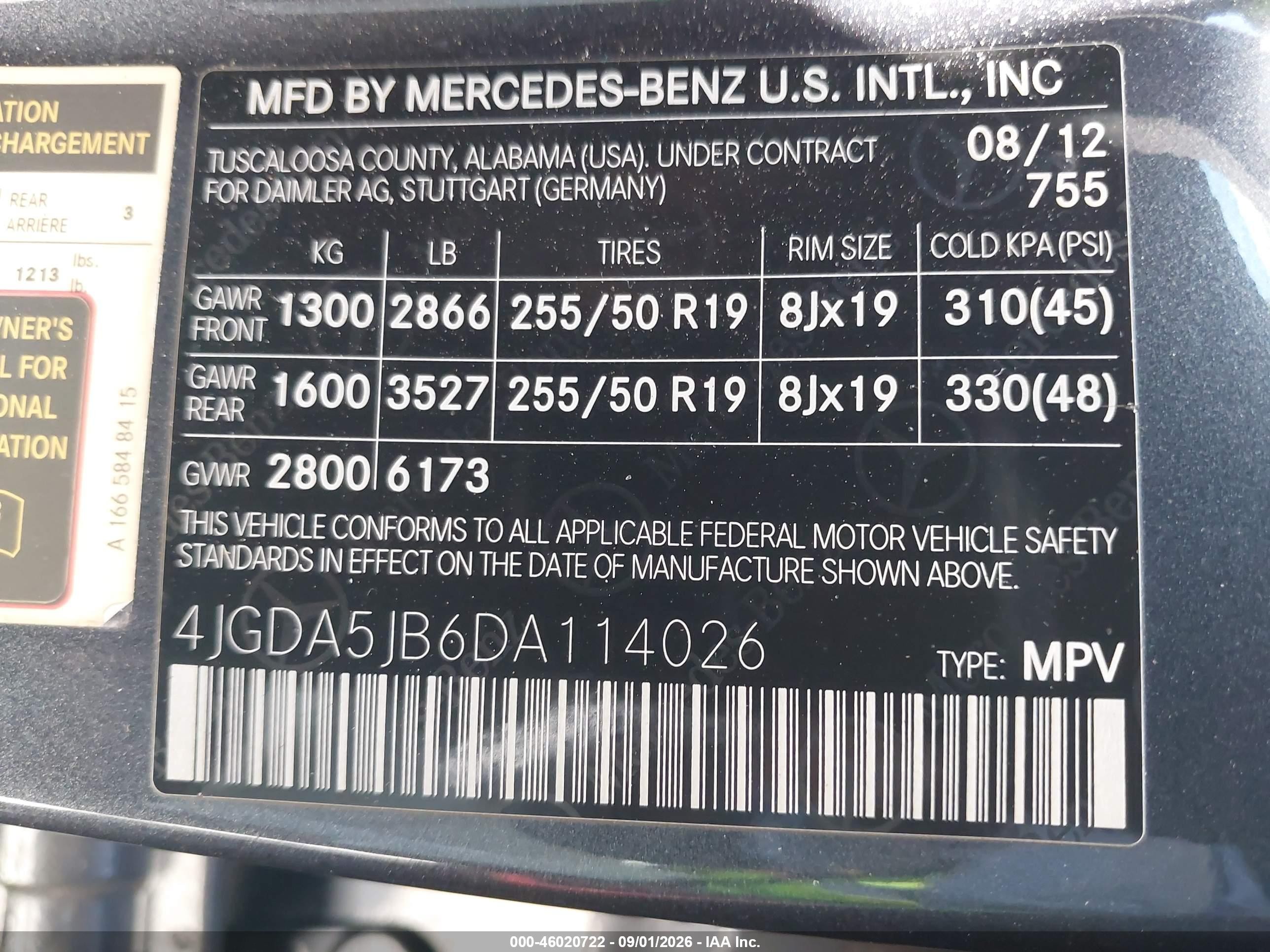 2013 Mercedes-benz Ml 350   Gray vin: 4JGDA5JB6DA114026