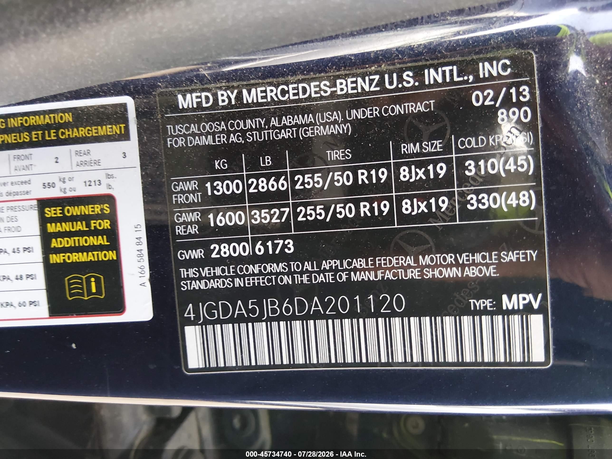 2013 Mercedes-benz Ml 350 Blue vin: 4JGDA5JB6DA201120