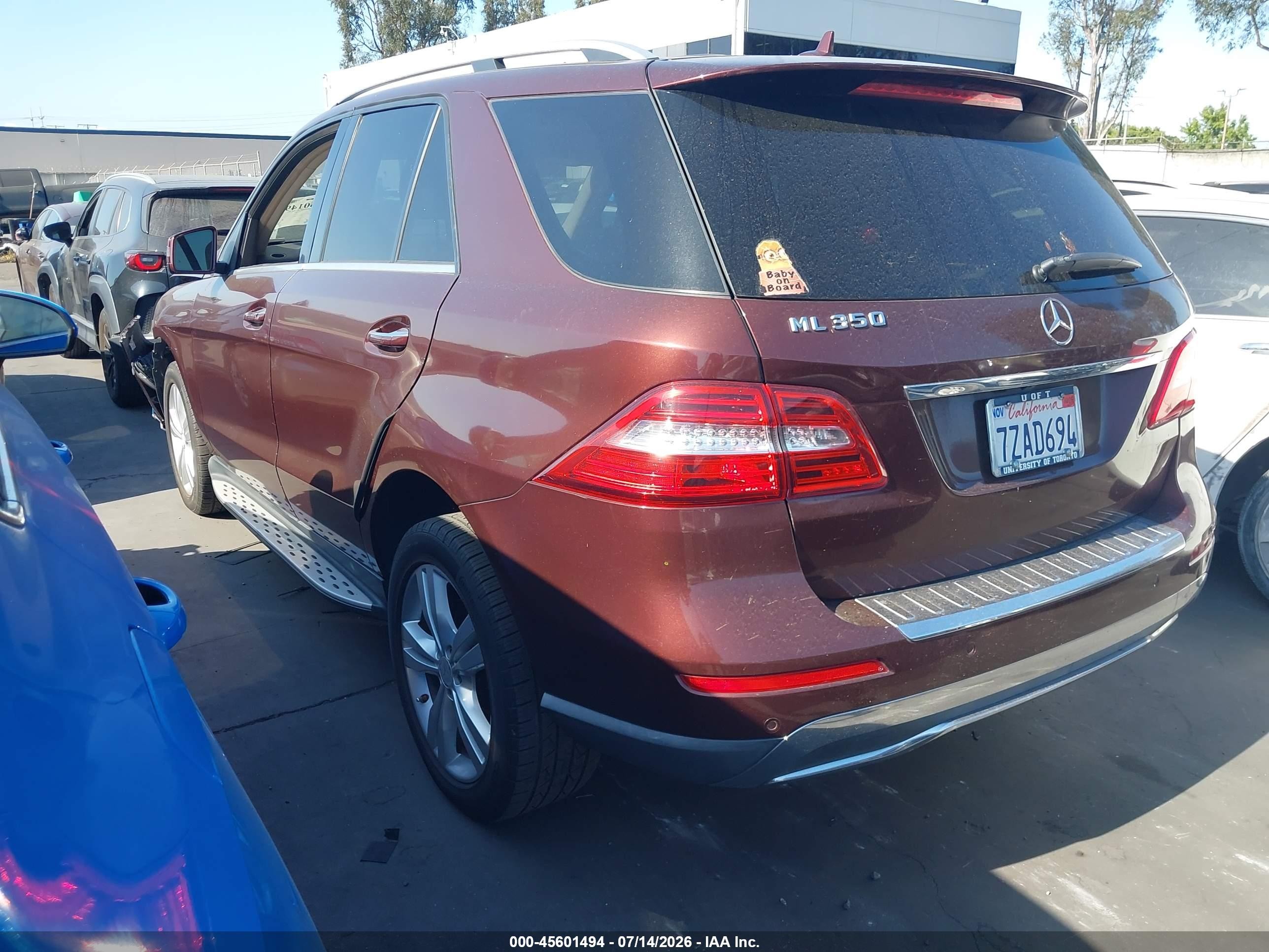 2014 Mercedes-benz Ml 350   Brown vin: 4JGDA5JB6EA315345