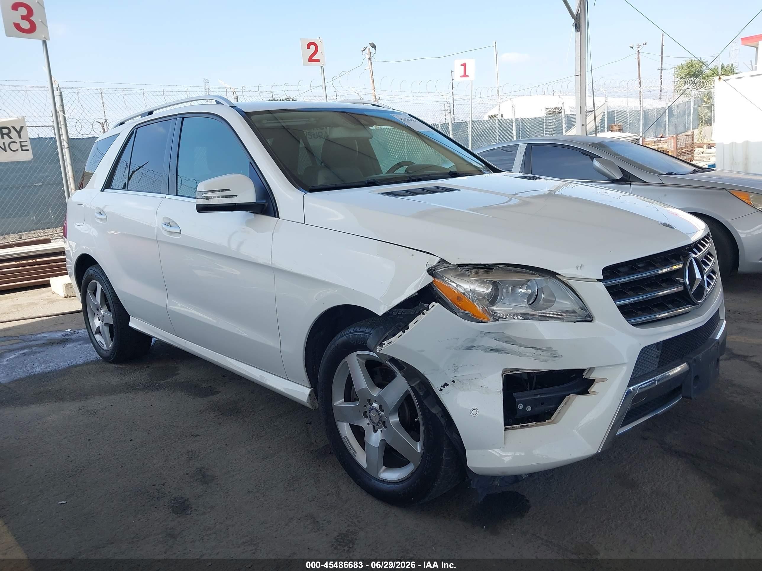 2014 Mercedes-benz Ml 350   White vin: 4JGDA5JB6EA326636