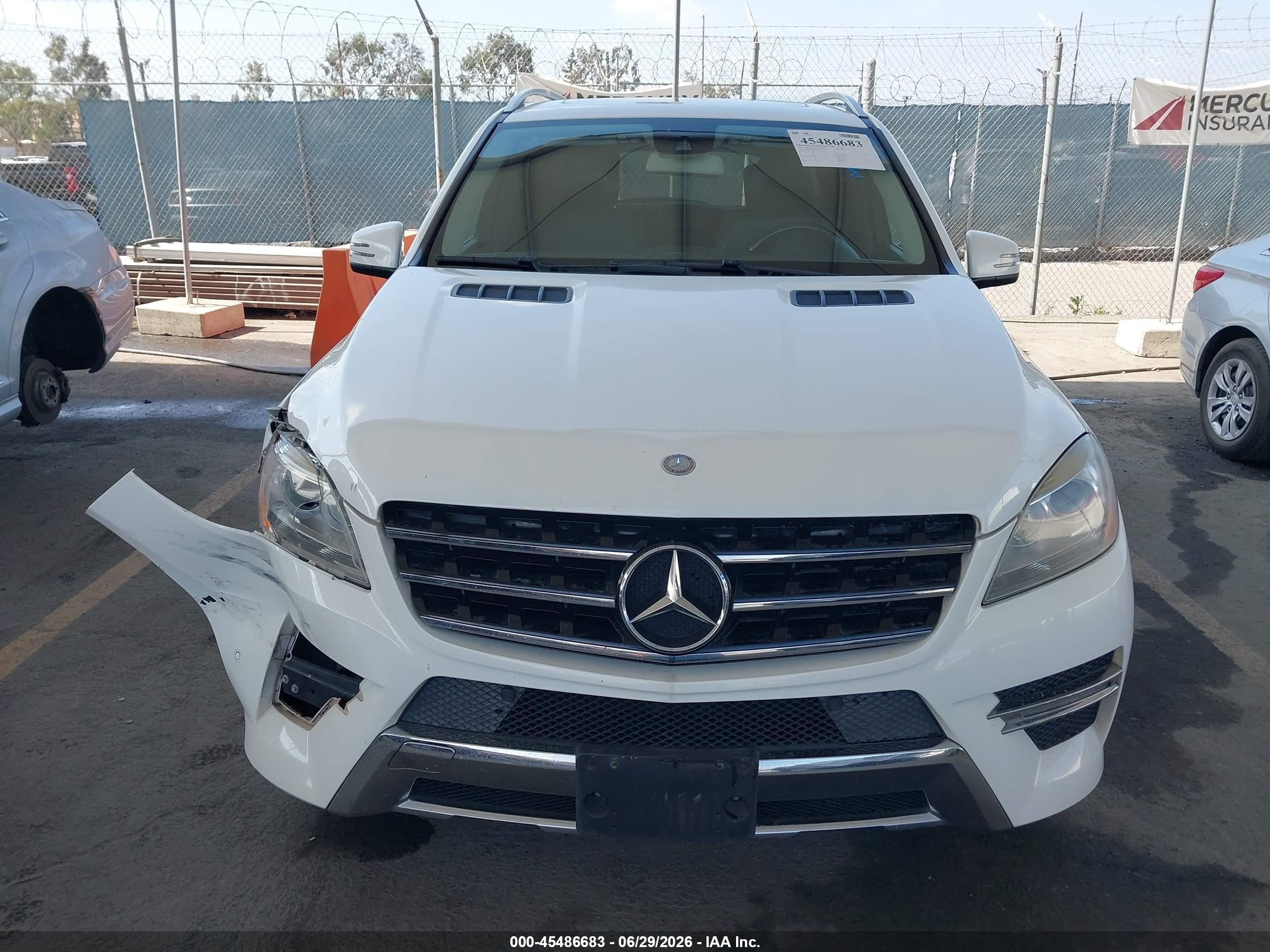 2014 Mercedes-benz Ml 350   White vin: 4JGDA5JB6EA326636