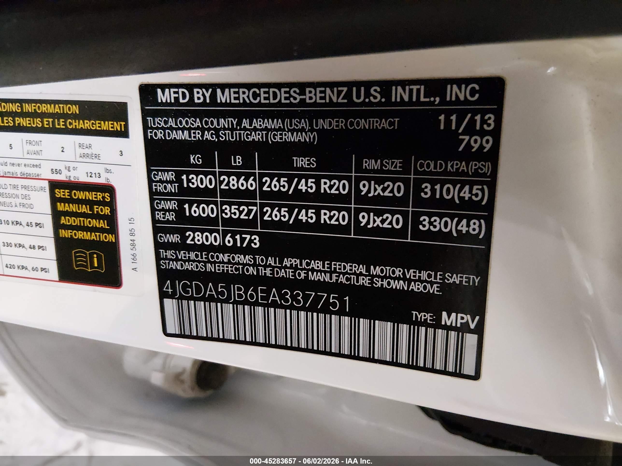 2014 Mercedes-benz Ml 350 White vin: 4JGDA5JB6EA337751