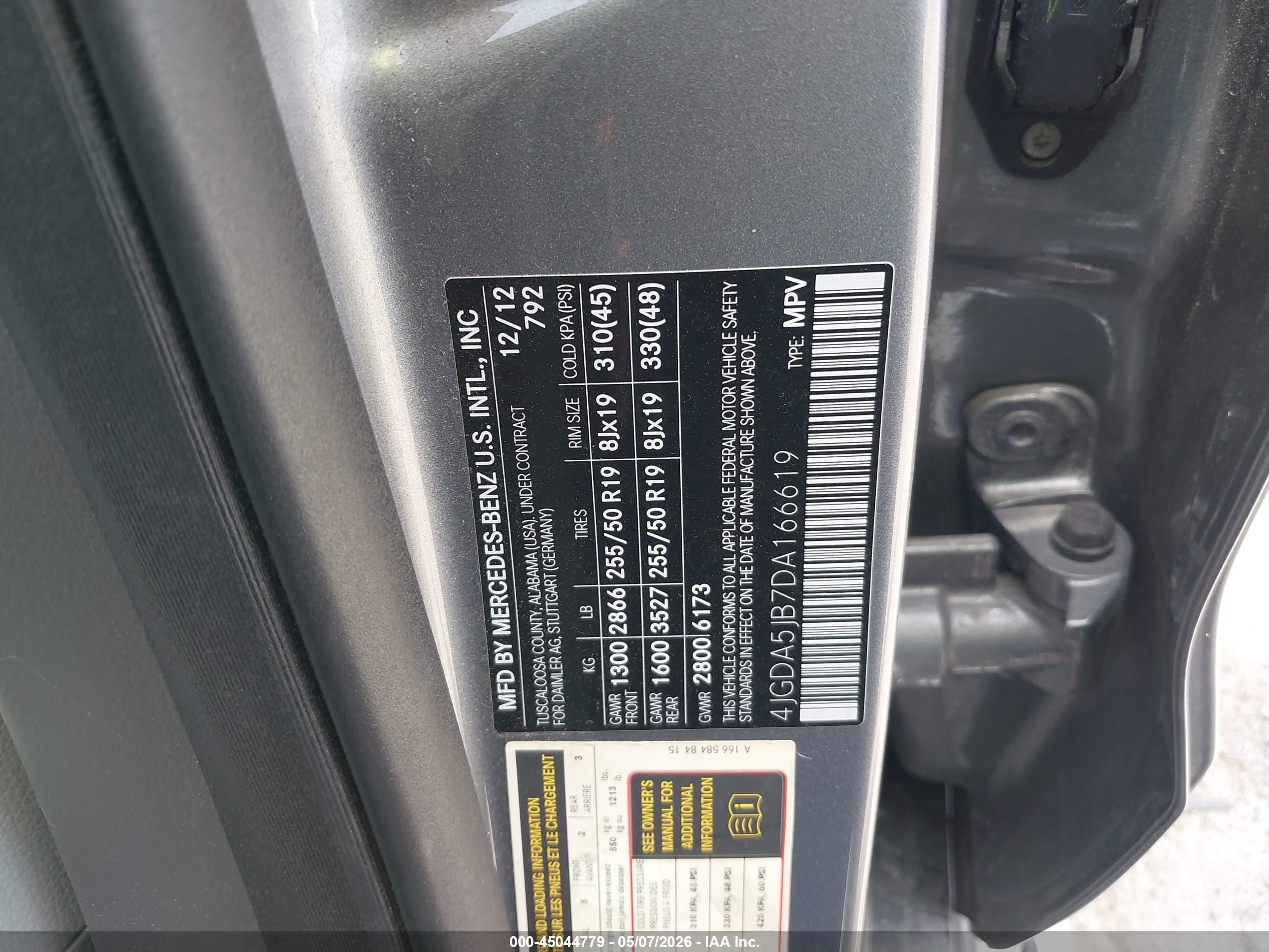 2013 Mercedes-benz Ml 350   Gray vin: 4JGDA5JB7DA166619