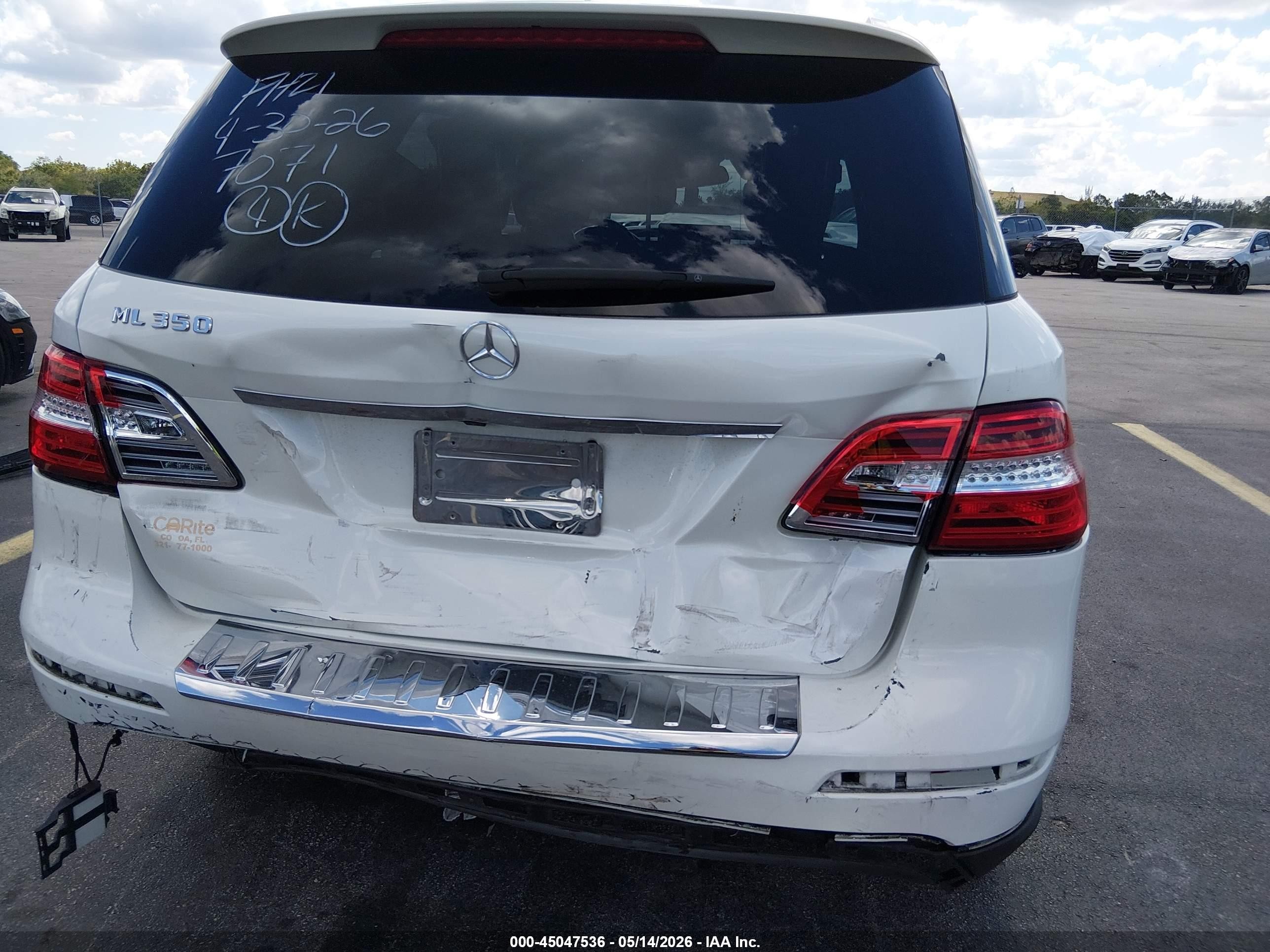 2013 Mercedes-benz Ml 350   White vin: 4JGDA5JB7DA247071