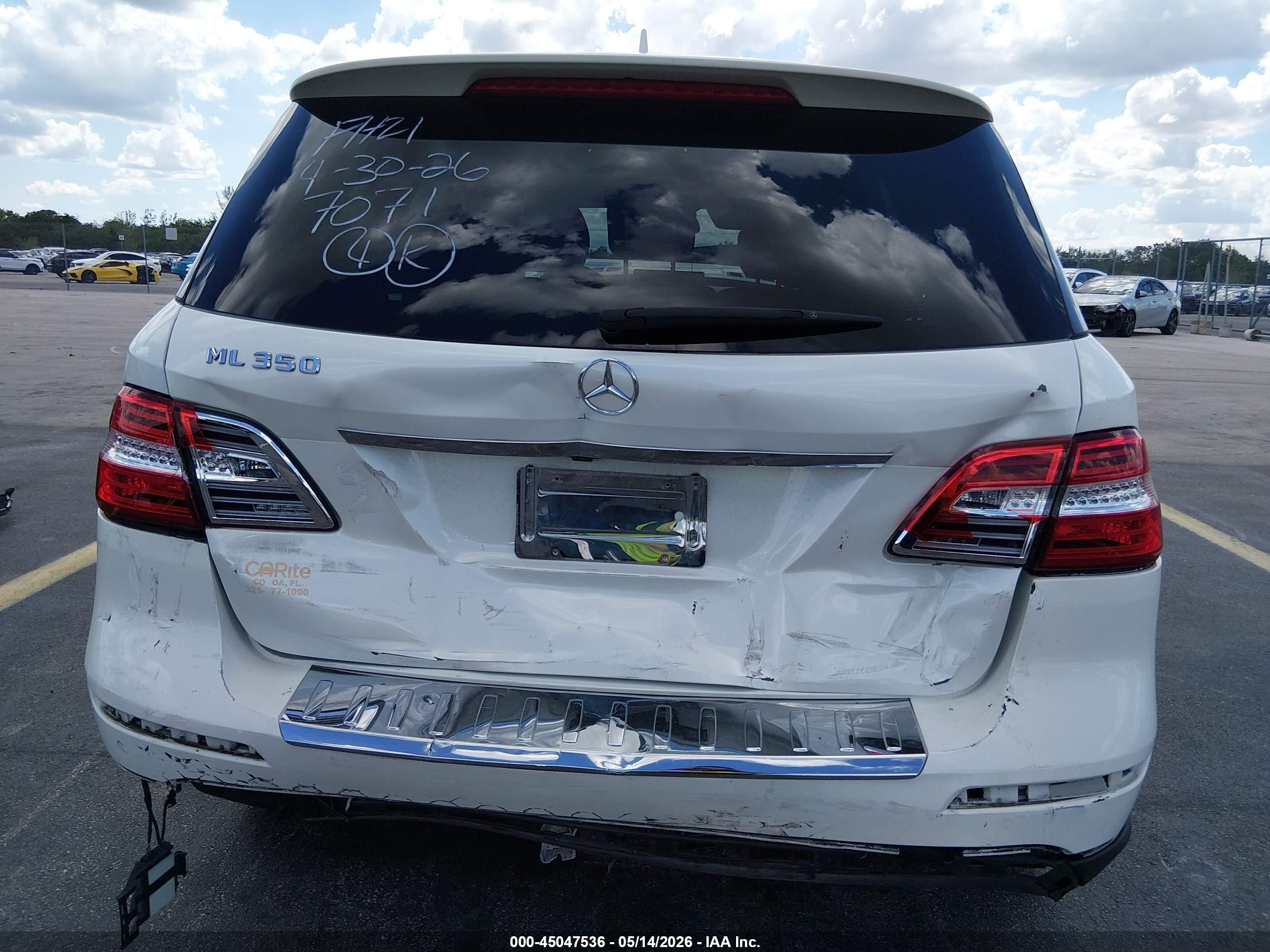 2013 Mercedes-benz Ml 350   White vin: 4JGDA5JB7DA247071