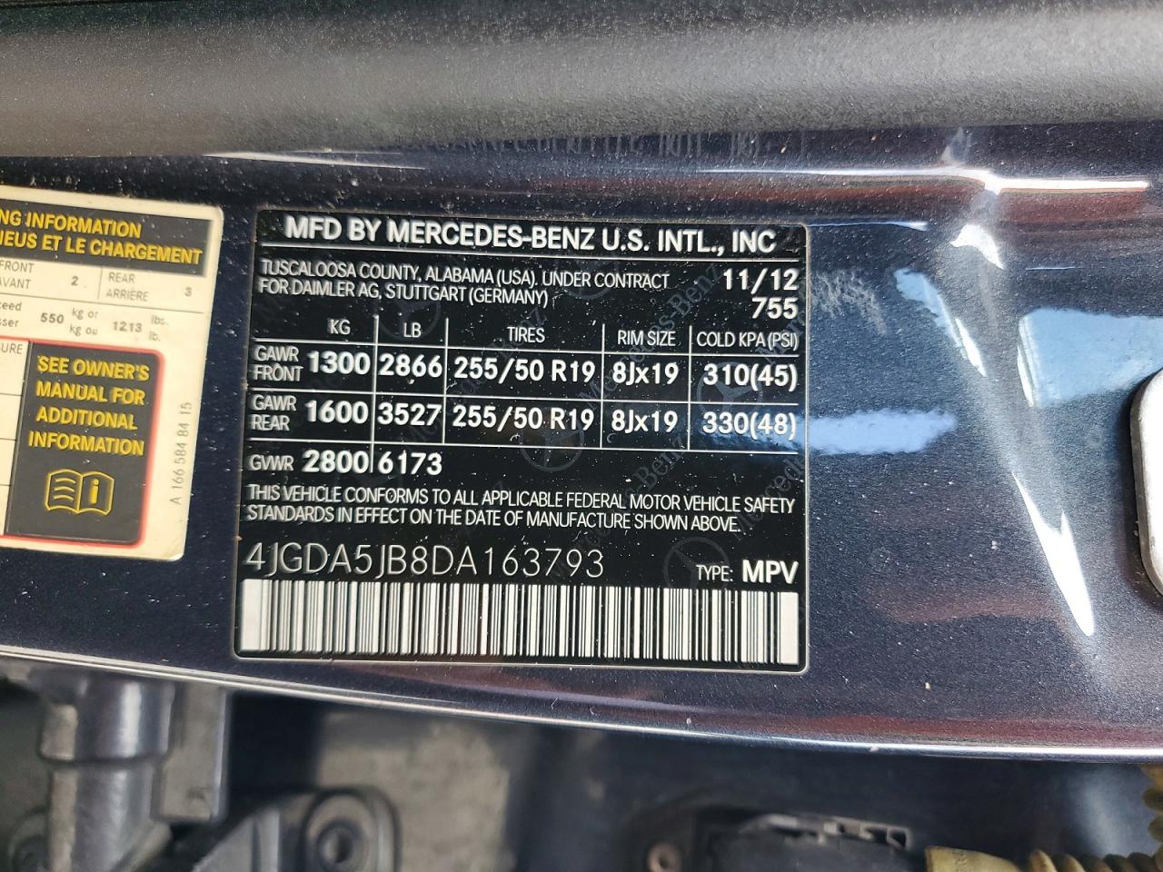2013 Mercedes-benz Ml 350 Gray vin: 4JGDA5JB8DA163793