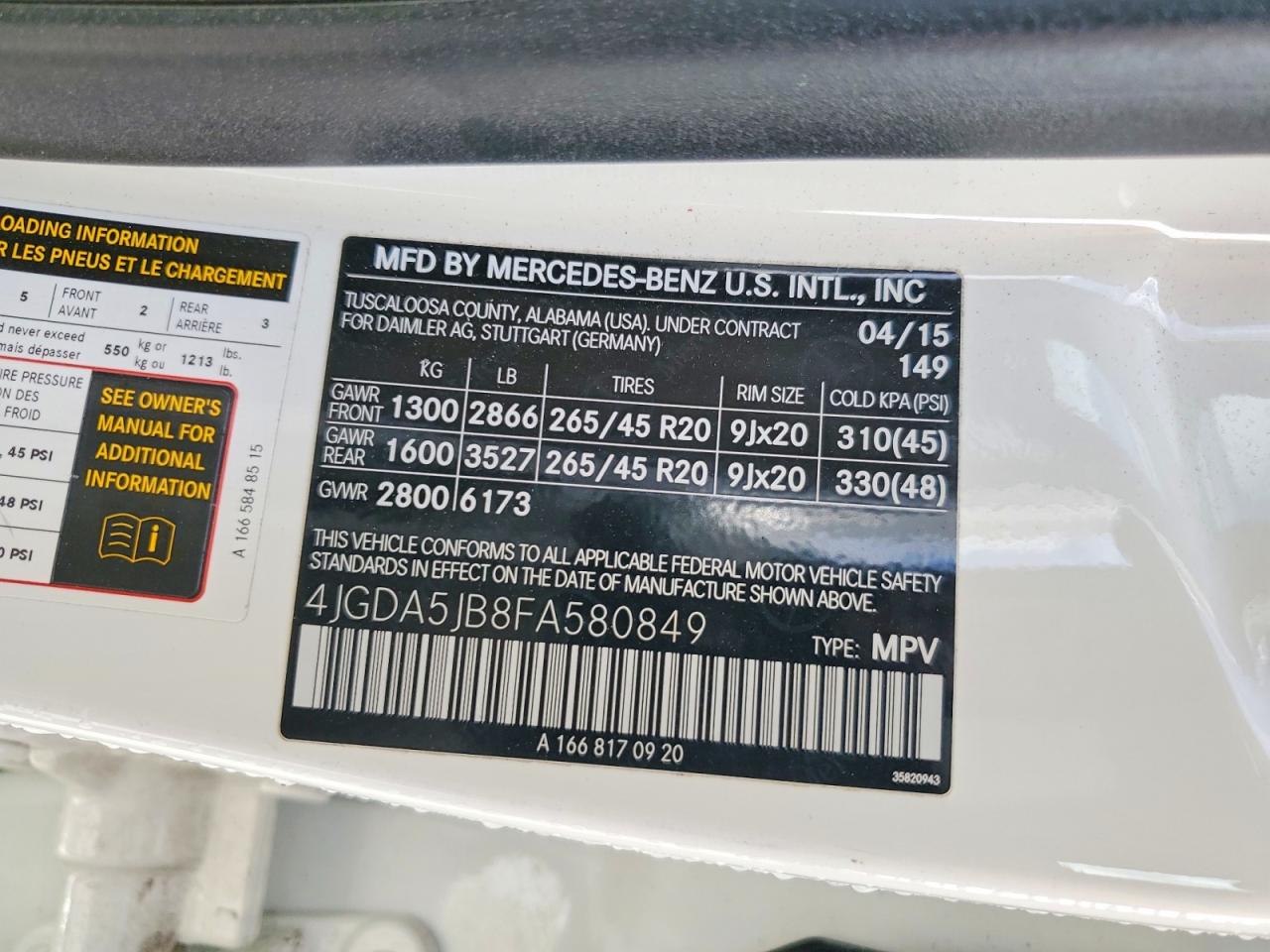2015 Mercedes-benz Ml 350 White vin: 4JGDA5JB8FA580849