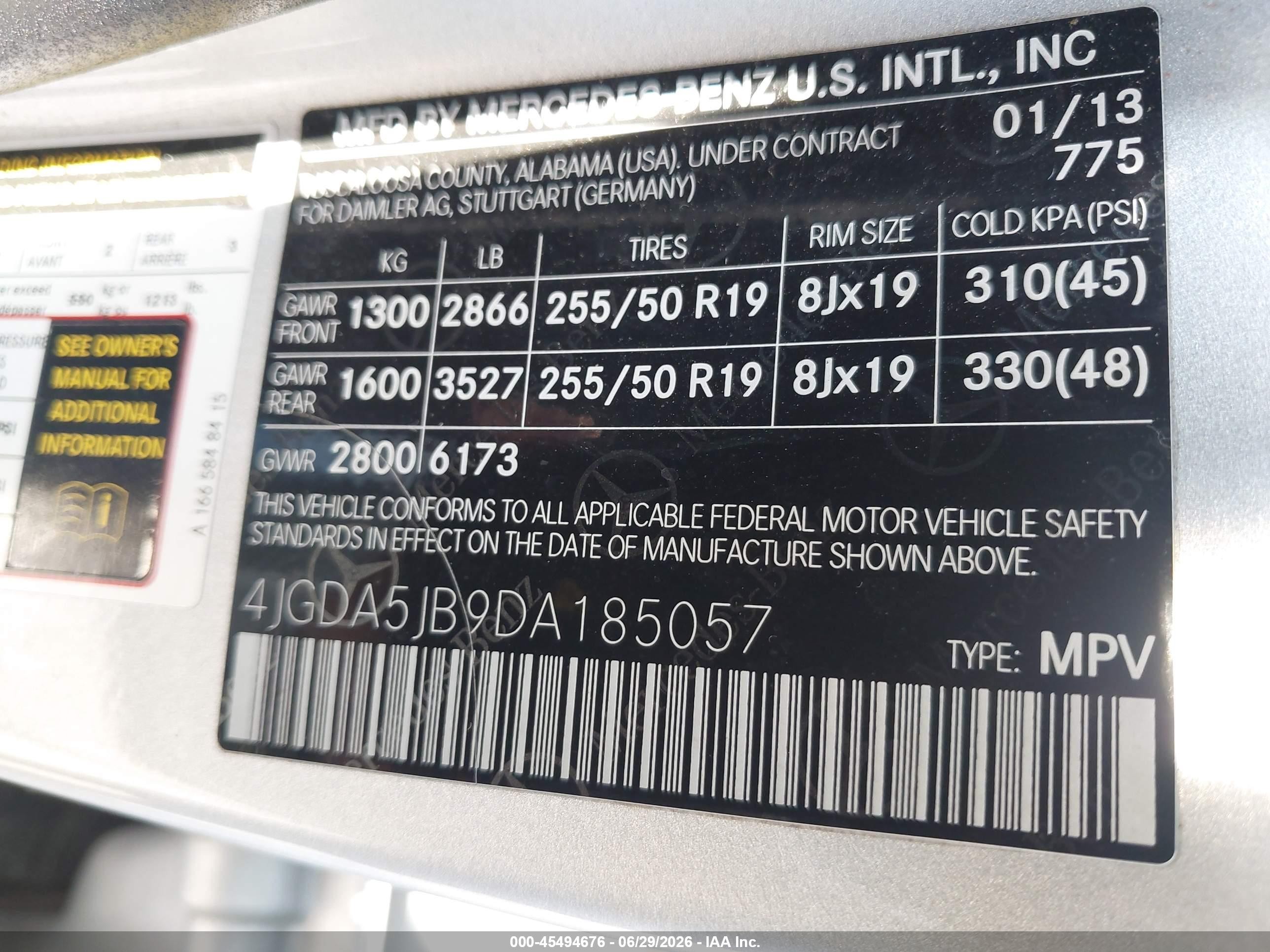 2013 Mercedes-benz Ml 350   Silver vin: 4JGDA5JB9DA185057