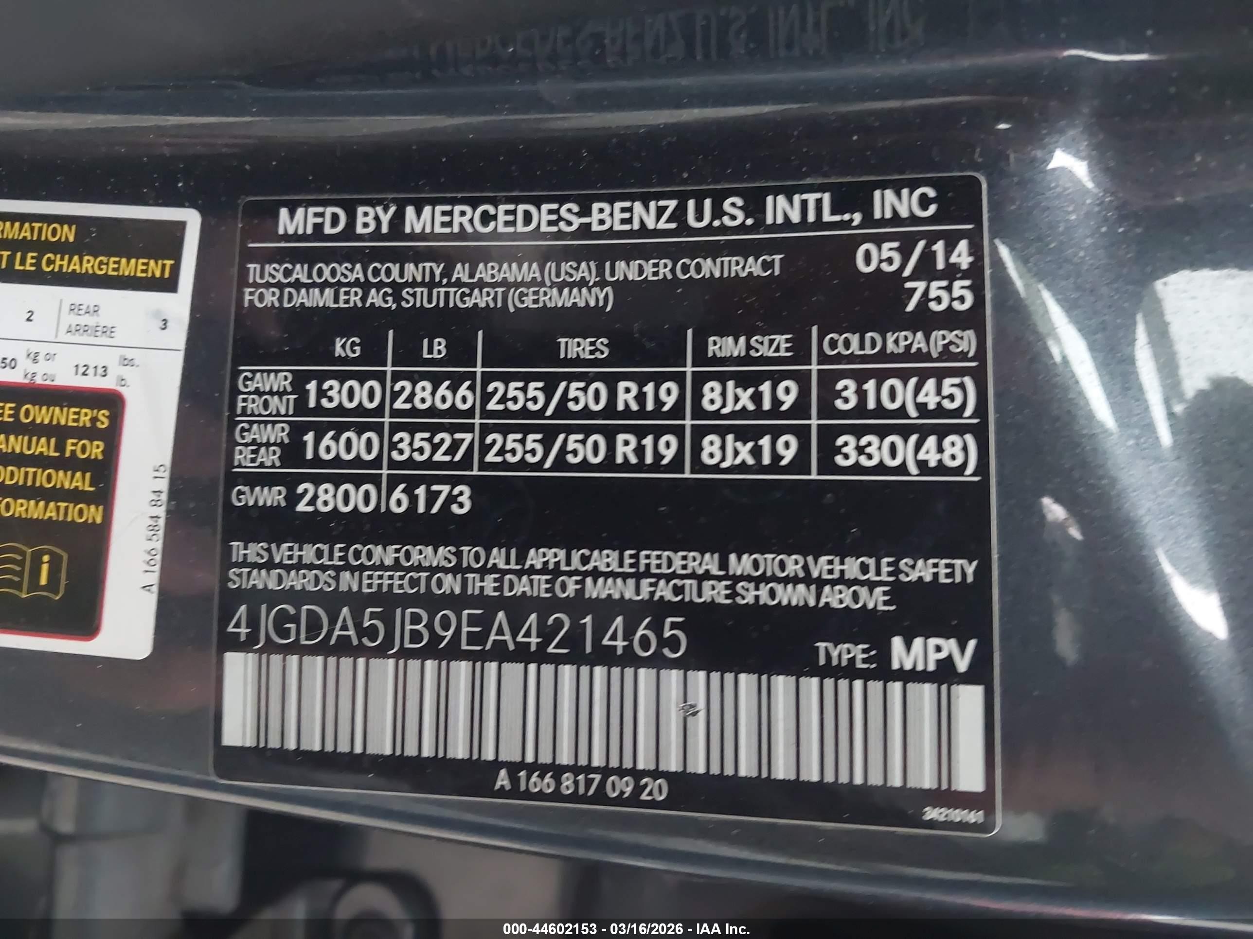 2014 Mercedes-benz Ml 350   Серебряный vin: 4JGDA5JB9EA421465