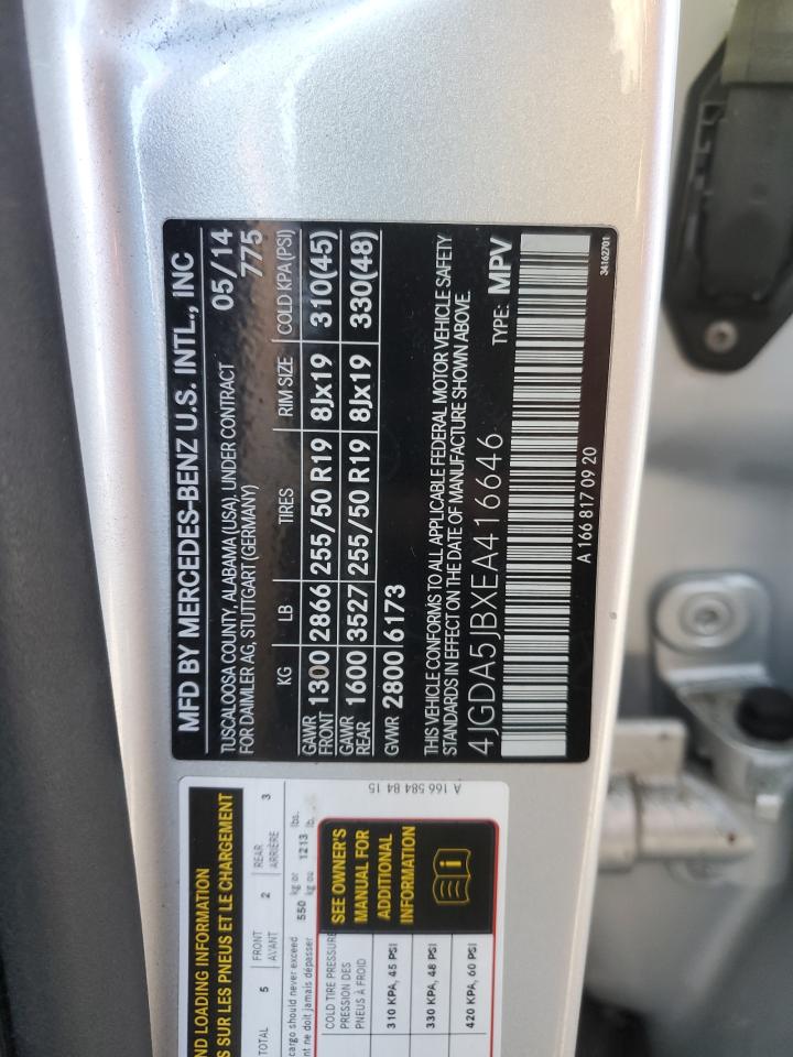2014 Mercedes-benz Ml 350 Серебряный vin: 4JGDA5JBXEA416646