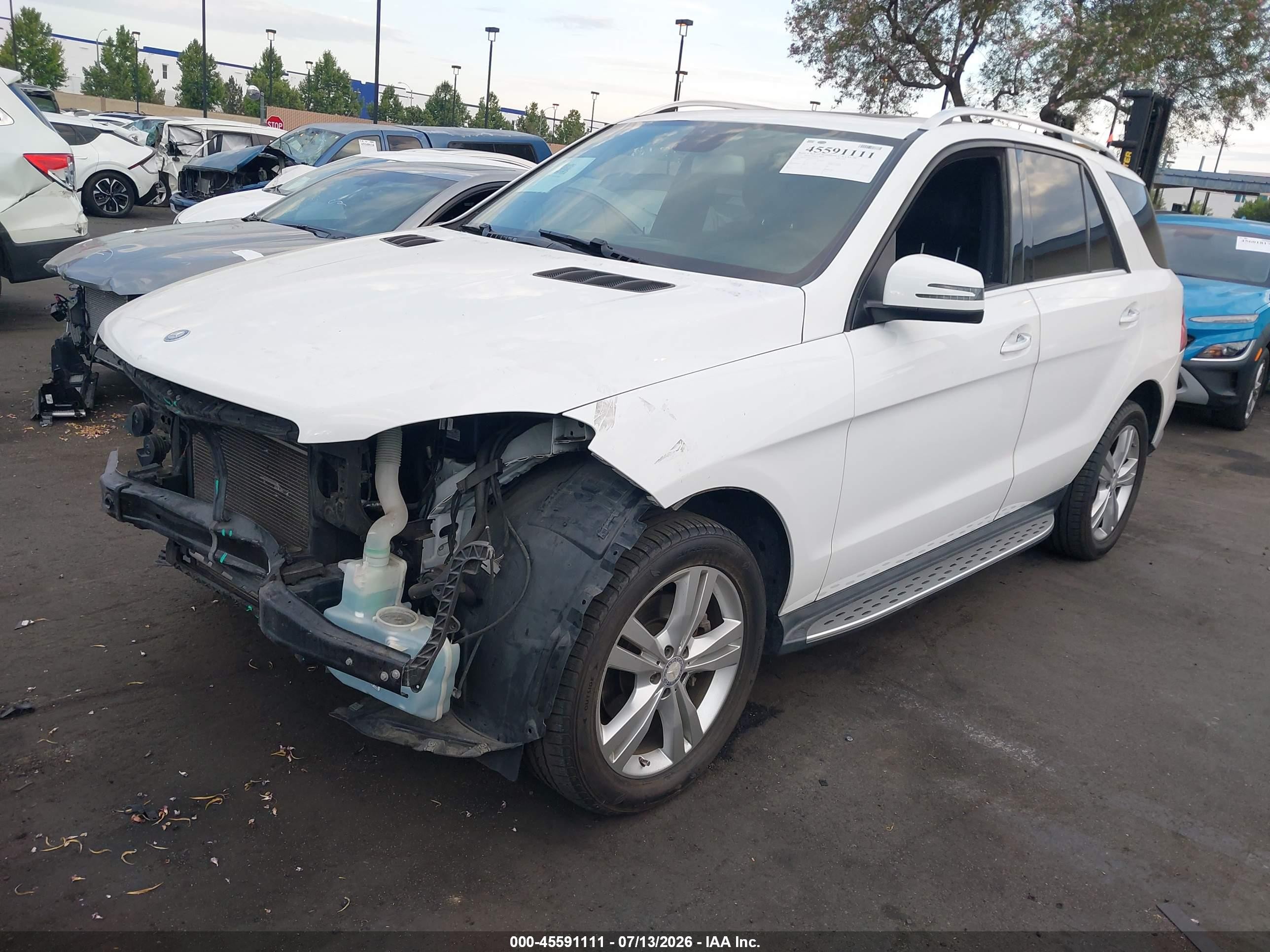 2015 Mercedes-benz Ml 350   White vin: 4JGDA5JBXFA517252