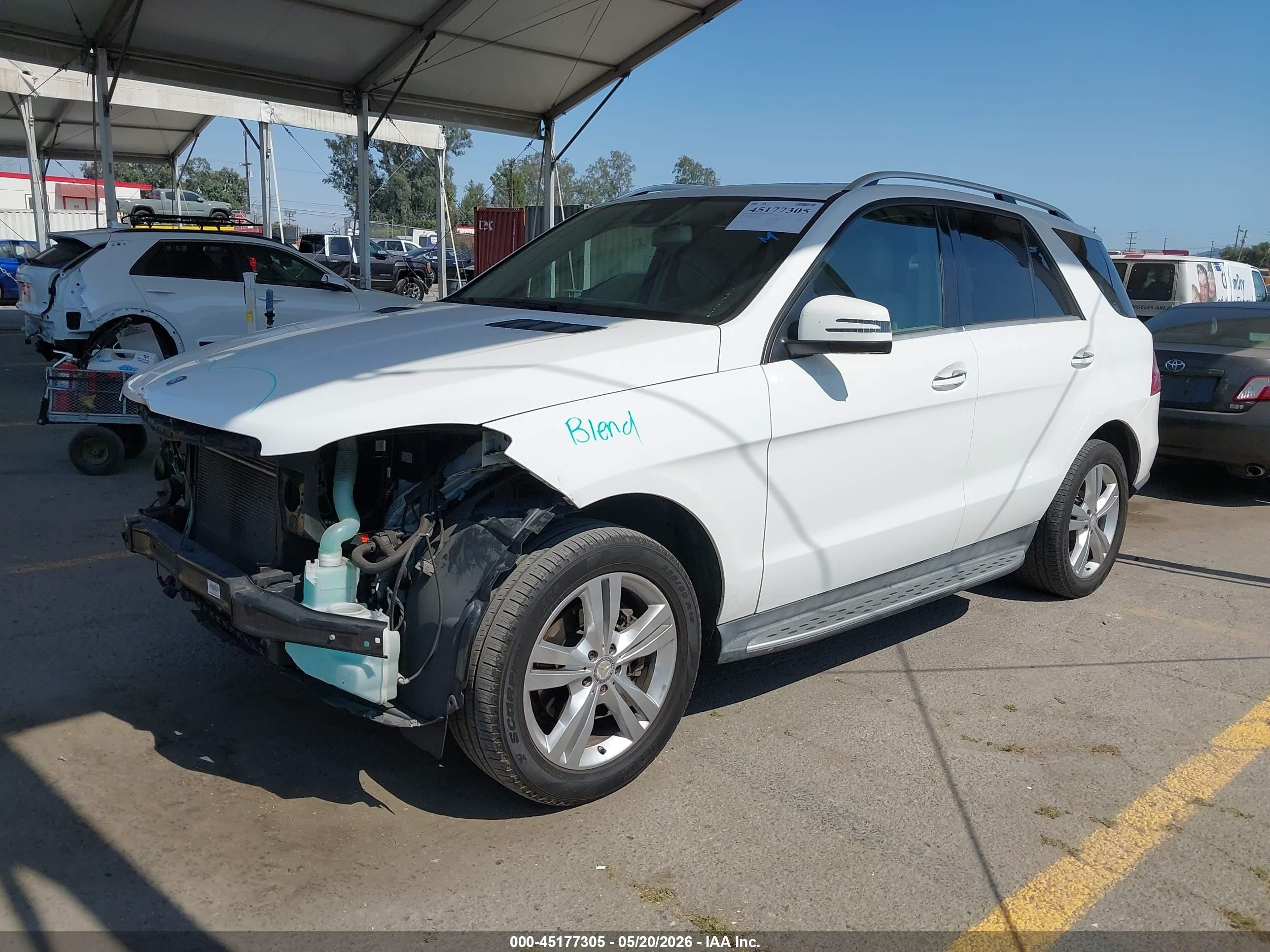 2015 Mercedes-benz Ml 350   White vin: 4JGDA5JBXFA519955