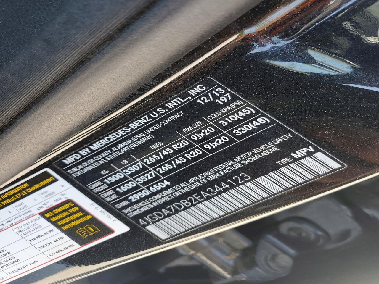 2014 Mercedes Benz Ml Черный vin: 4JGDA7DB2EA344123
