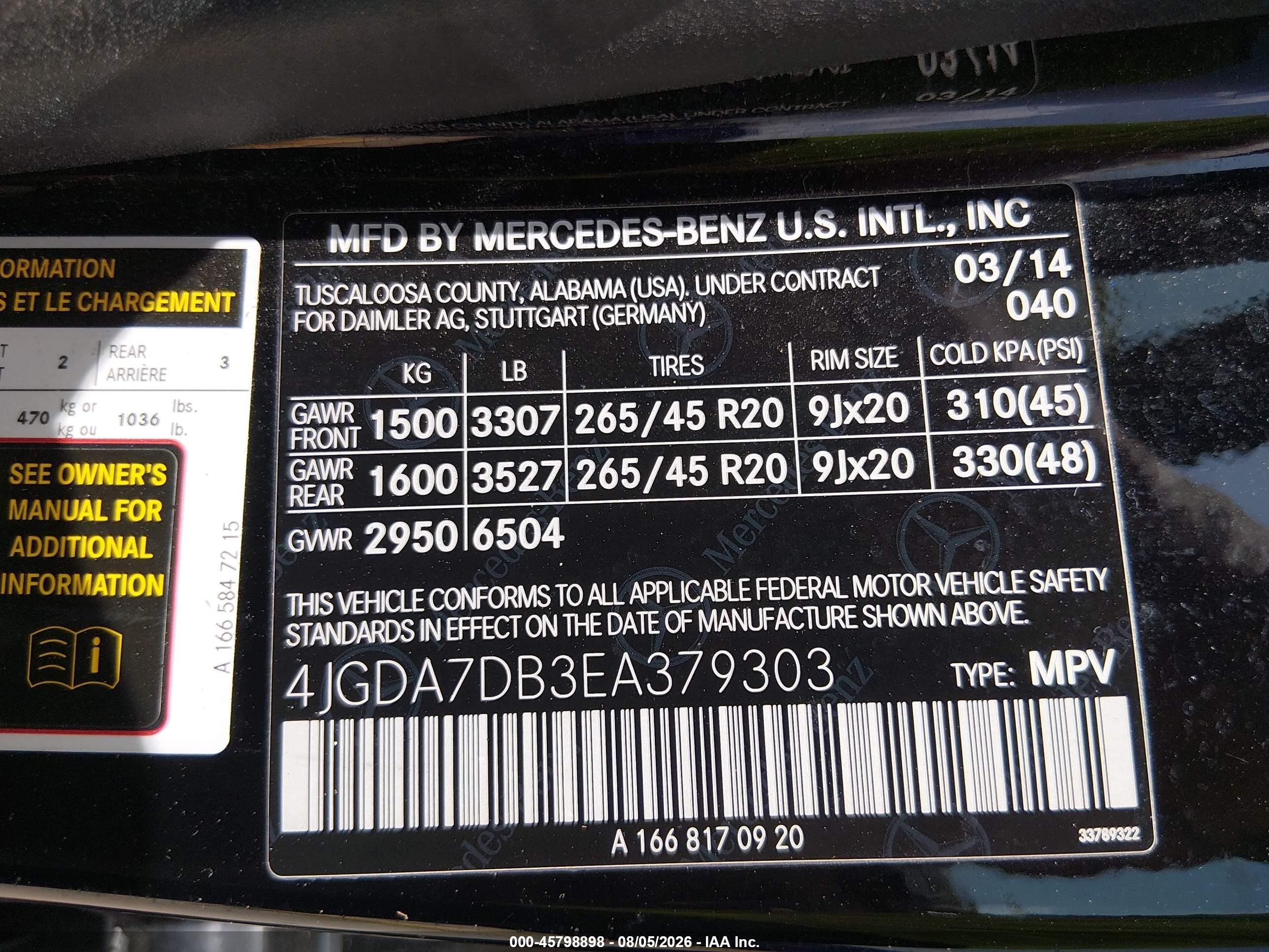 2014 Mercedes-benz Ml 550 4matic Black vin: 4JGDA7DB3EA379303