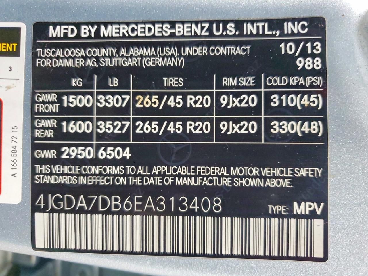 2014 Mercedes-benz Ml 550 4matic Blue vin: 4JGDA7DB6EA313408