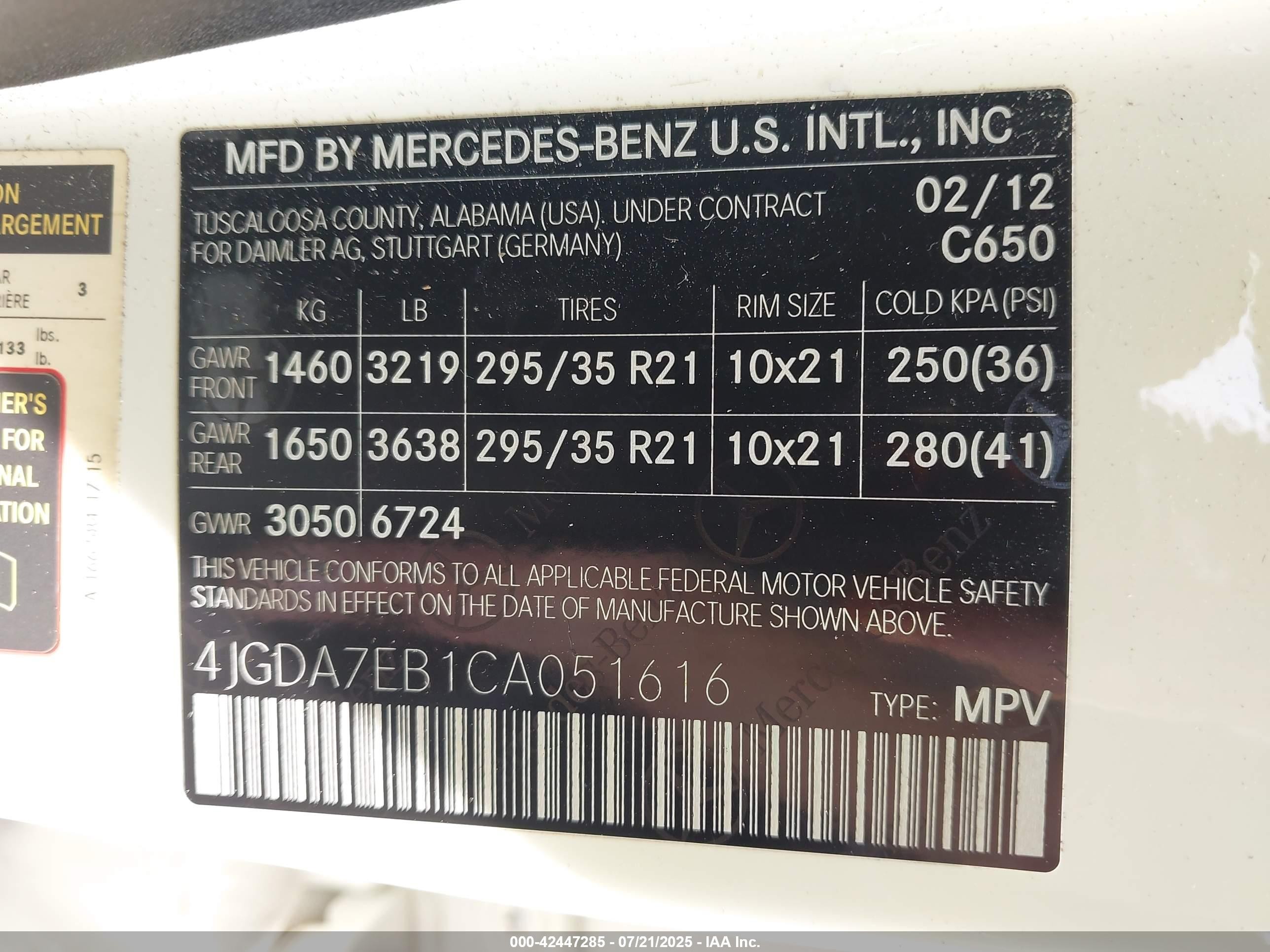 2012 Mercedes-benz Ml 63 Amg 4matic Белый vin: 4JGDA7EB1CA051616