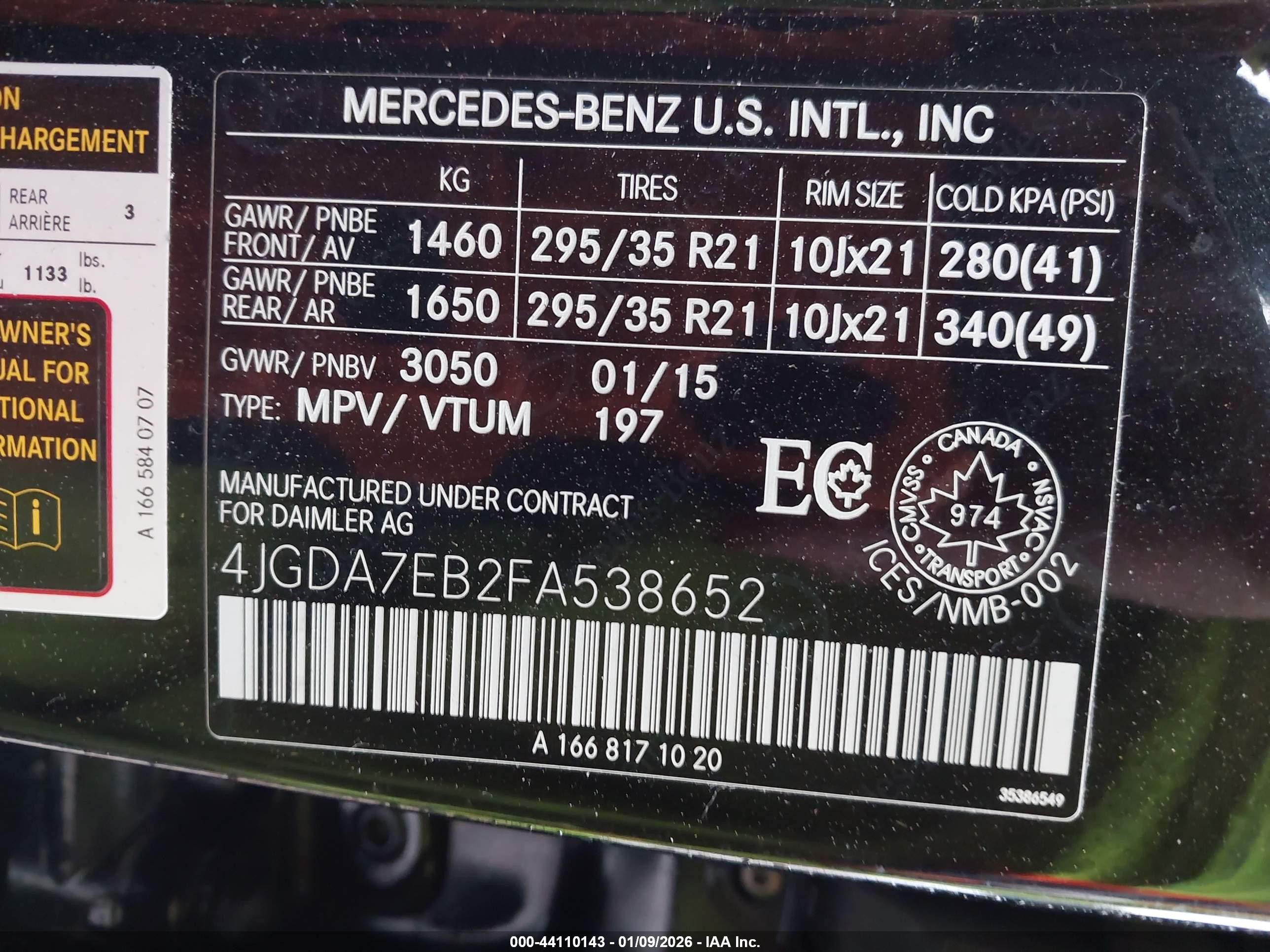 2015 Mercedes-benz Ml 63 Amg 4matic Черный vin: 4JGDA7EB2FA538652