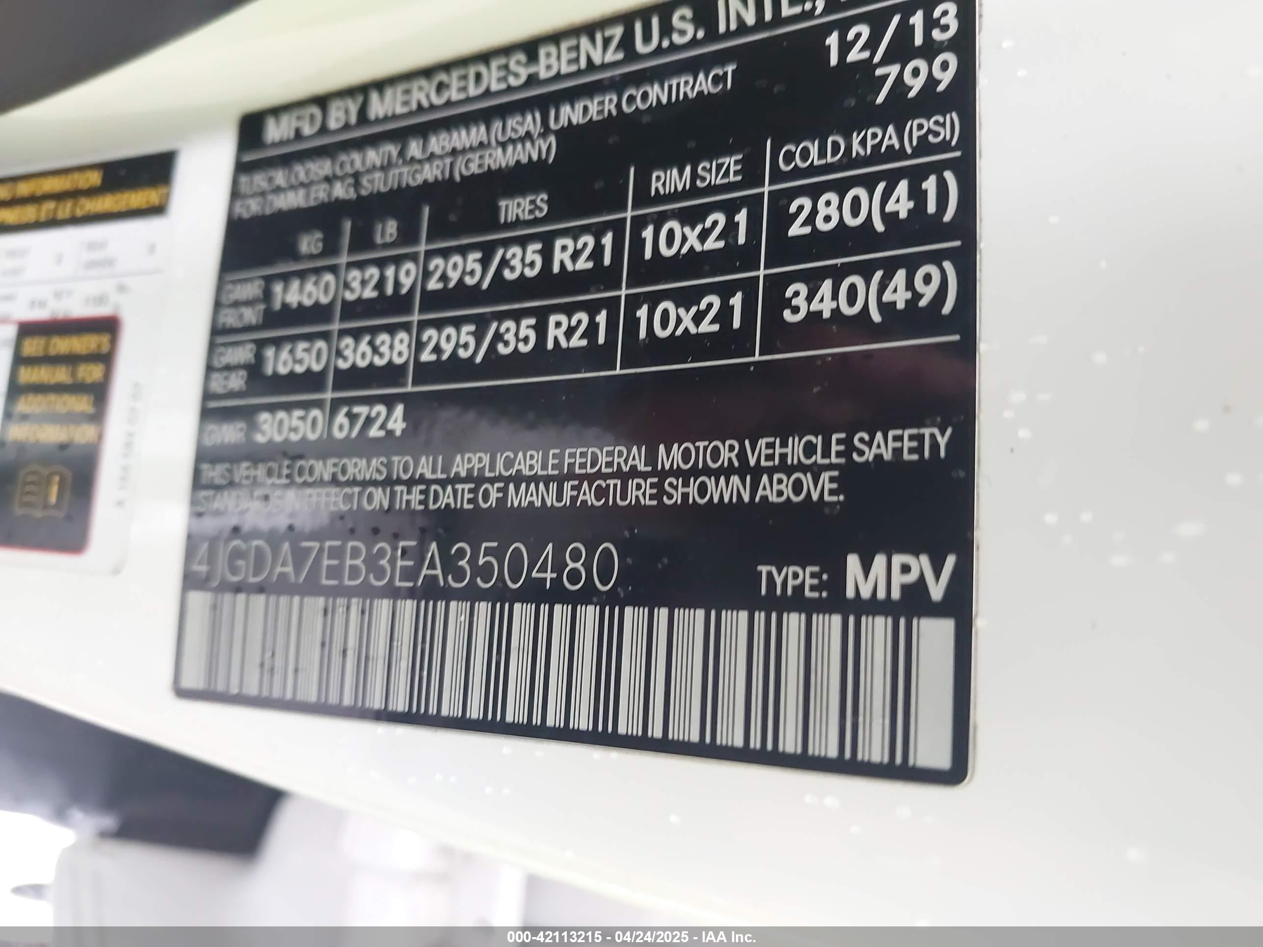 2014 Mercedes-benz Ml 63 Amg 4matic Белый vin: 4JGDA7EB3EA350480