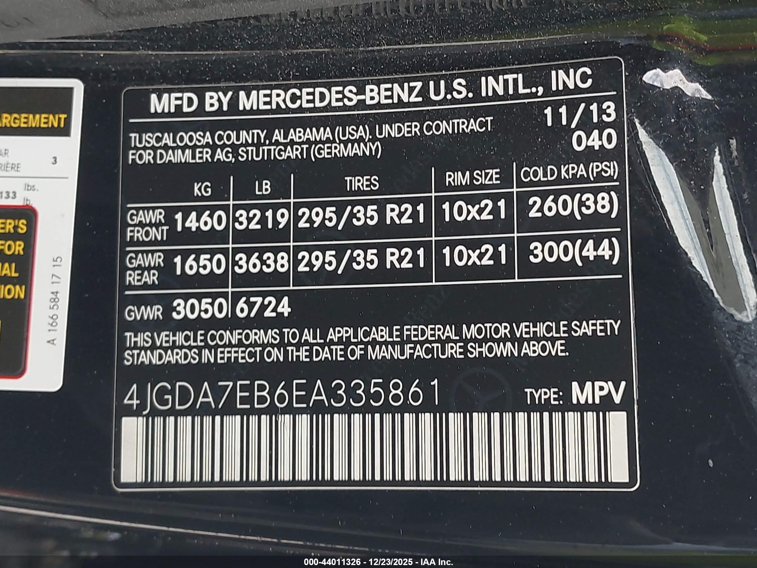 2014 Mercedes-benz Ml 63 Amg 4matic Черный vin: 4JGDA7EB6EA335861