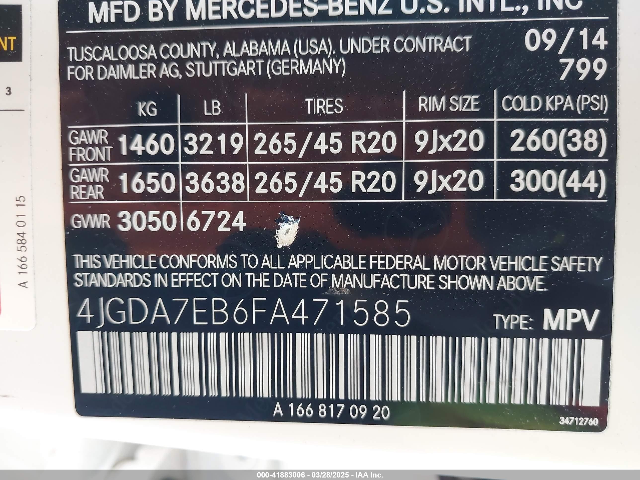 2015 Mercedes-benz Ml 63 Amg 4matic Белый vin: 4JGDA7EB6FA471585