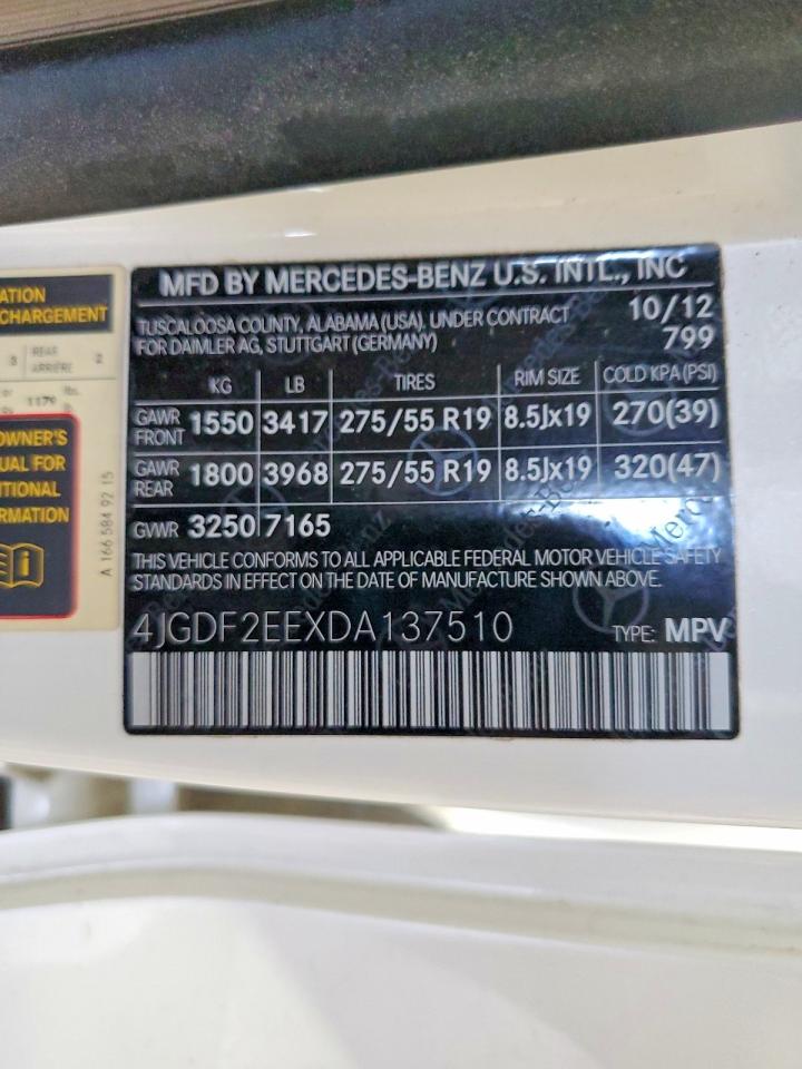 2013 Mercedes-benz Gl 350 Bluetec White vin: 4JGDF2EEXDA137510