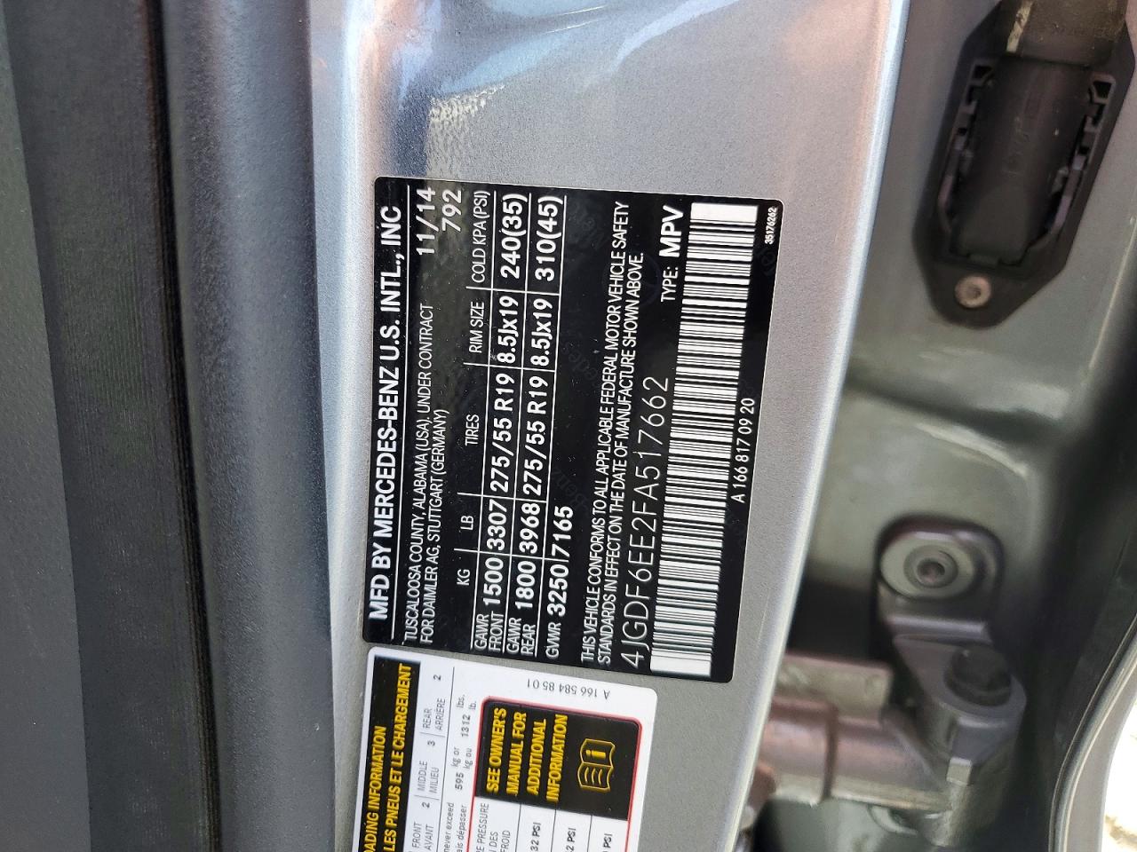2015 Mercedes-benz Gl 450 4matic Charcoal vin: 4JGDF6EE2FA517662