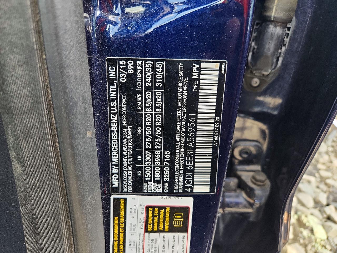 2015 Mercedes-benz Gl 450 4matic Blue vin: 4JGDF6EE3FA569561