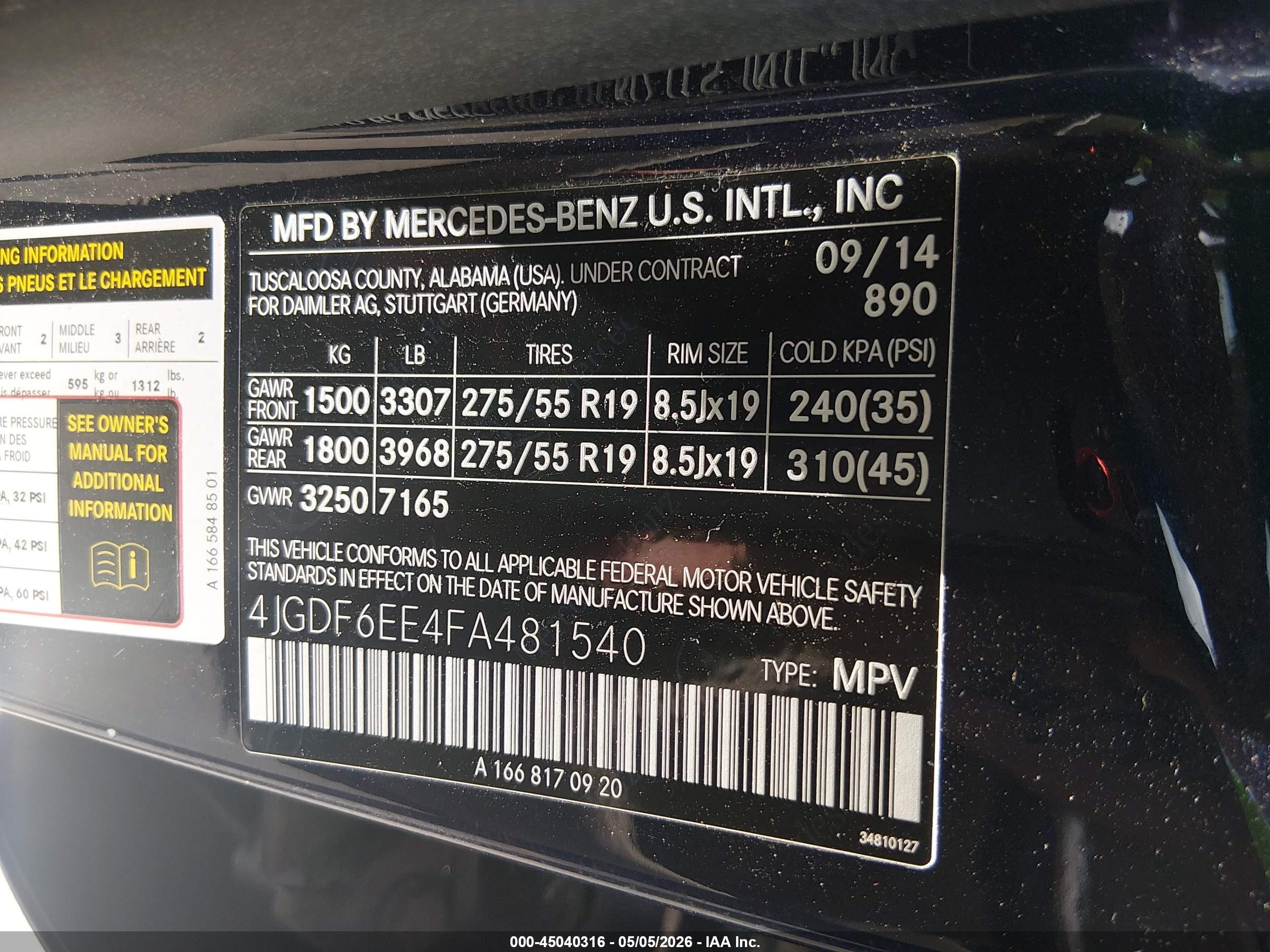 2015 Mercedes-benz Gl 450 4matic Blue vin: 4JGDF6EE4FA481540
